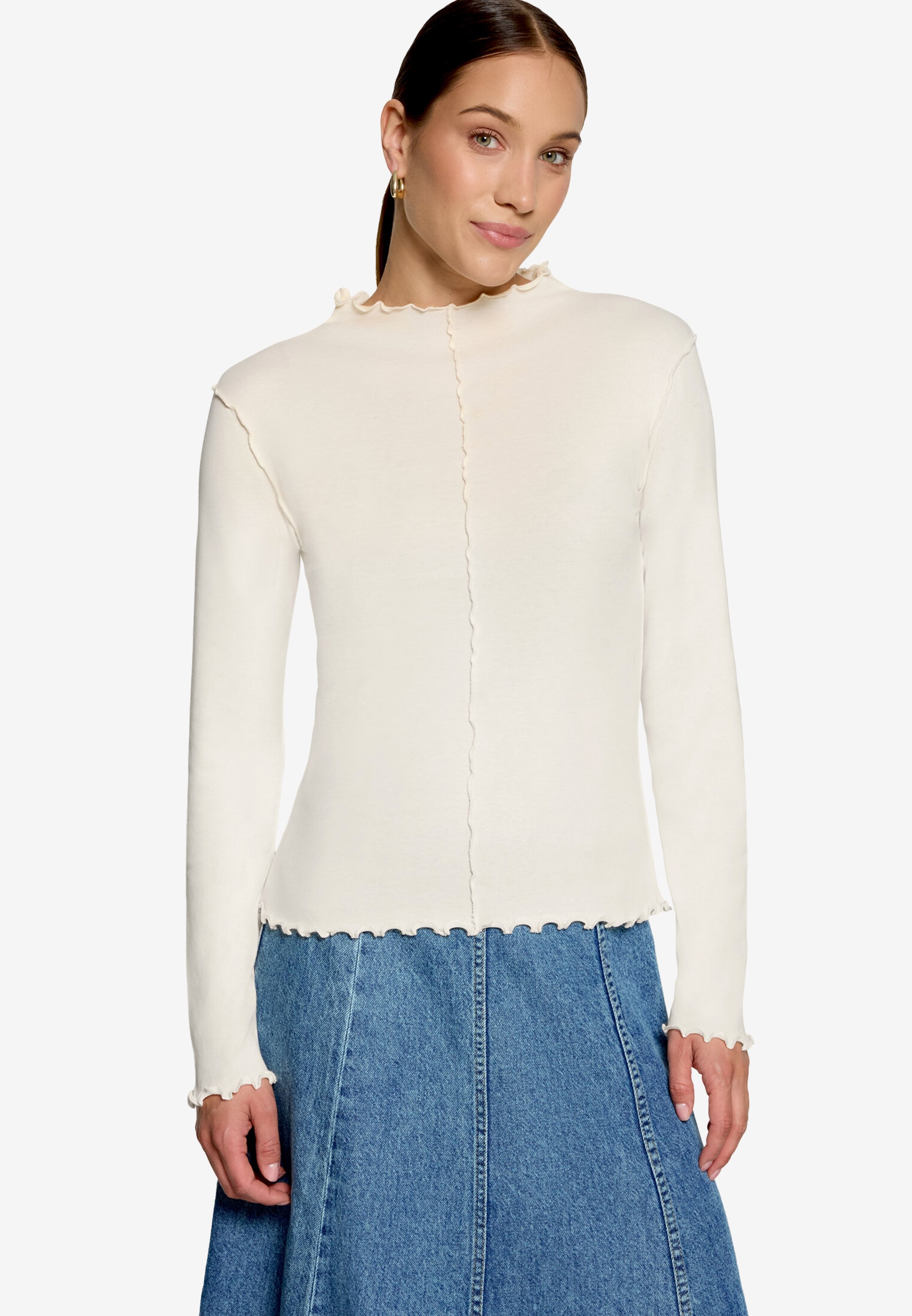 Zero Langarmshirt mit Kräuselsaum