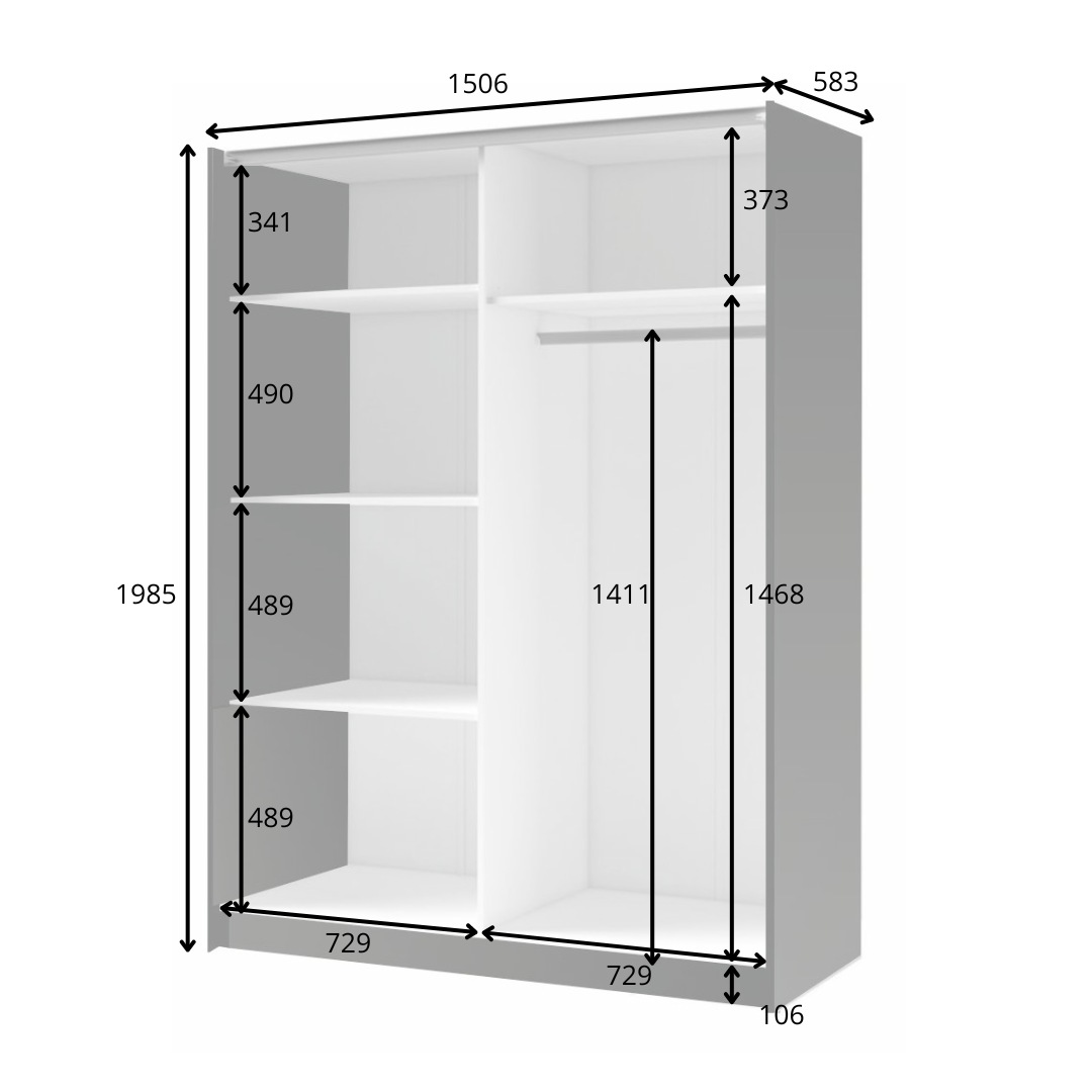 Home affaire Kleiderschrank »Kleiderschrank Charisy mit Spiegel, 4 Einlegeböden und Kleiderstange« Garderobe mit 2 Schwebetüren und Lamellen, B/H/T  150/198,5/62 cm