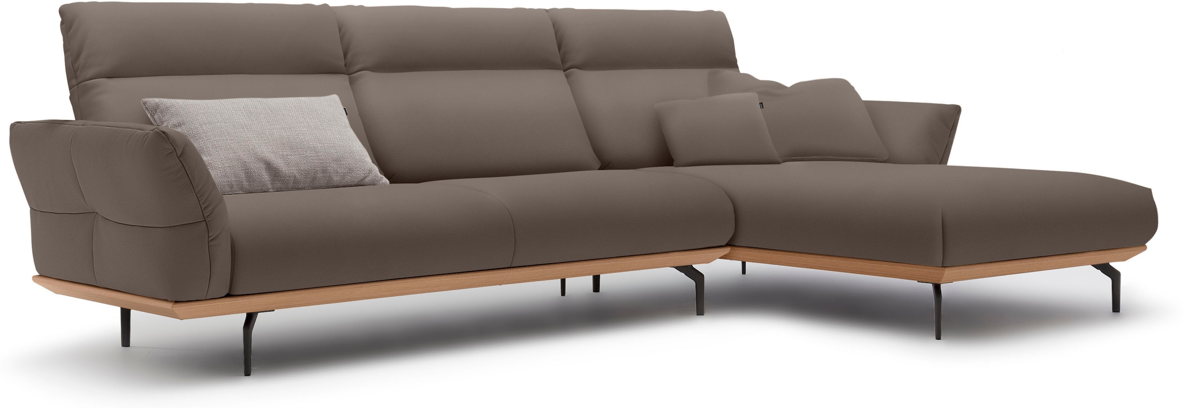 Creation BY ROLF BENZ Ecksofa »CR.460«, Sockel in Eiche, Winkelfüße in Umbragrau, Breite 318 cm