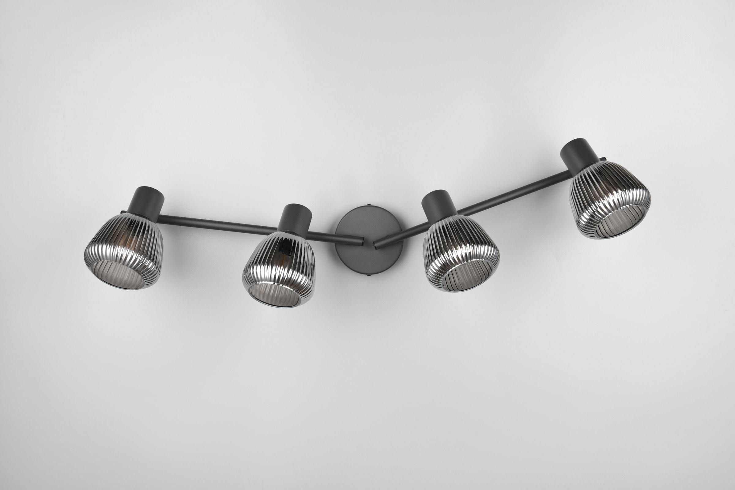 TRIO Leuchten Deckenstrahler »TARIFA, 4-flammiger Deckenspot mit Glasschirm, exkl 4xE14 max 10W« E14 1 Stk. warmweiß - kaltweiß Glasschirm in Riffeloptik leicht verspiegelt, verstellbare Spots