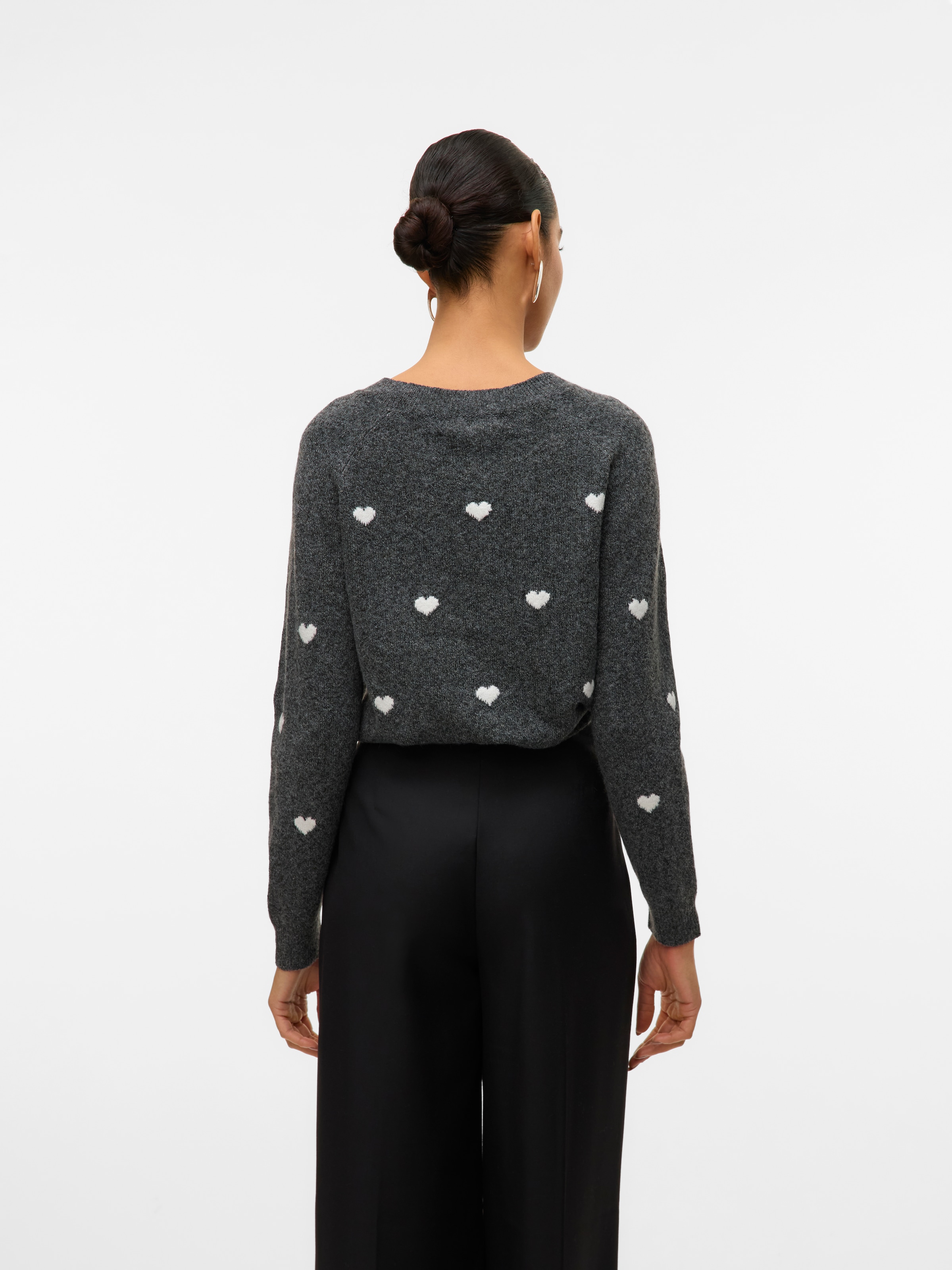 Vero Moda Rundhalspullover »VMDOFFY INTARSIA LS O-NCK PULLOV GA NOOS« Materialmix, regular fit