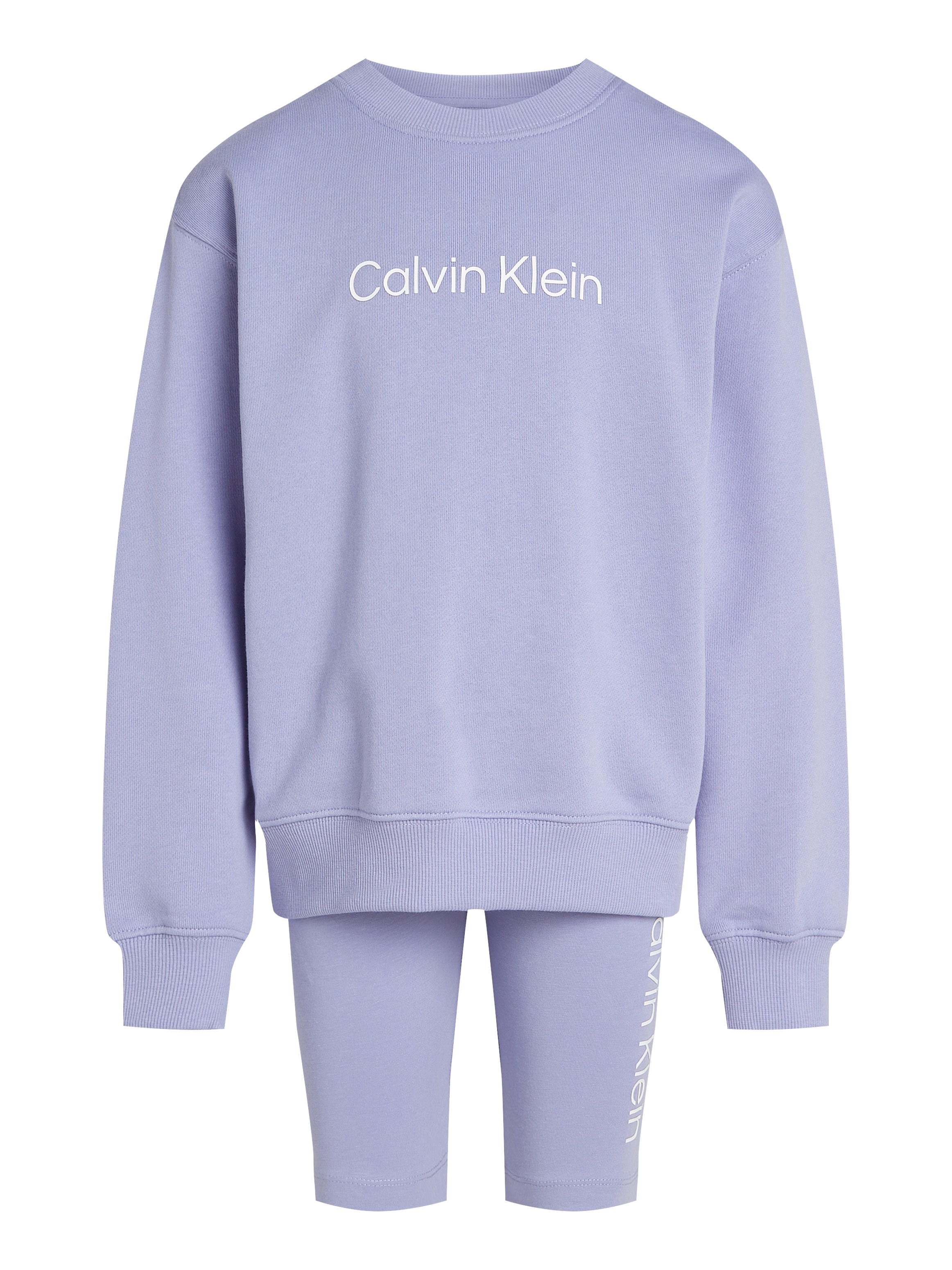 Calvin Klein Jeans Langarmshirt & Leggings »RELAXED CN + CYCLING SHORTS«, mit Logoschriftzügen