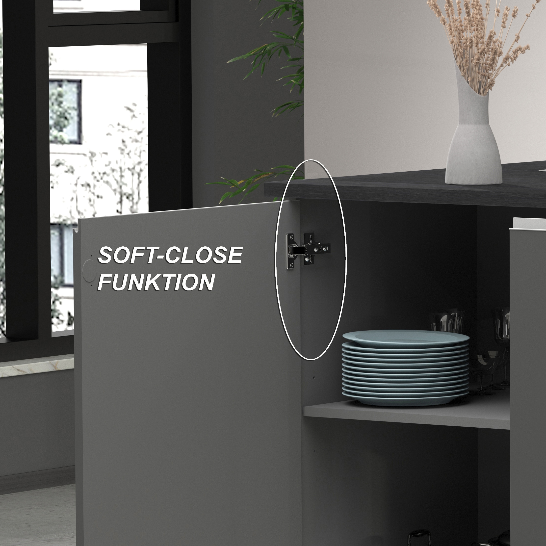 KOCHSTATION Kücheninsel »Sole,Kochinsel,Küchenarbeitsblock,Inselküche,Arbeitsinsel«, Breite 200 cm mit 4 Türen,4 Schubkästen, Aluminiumgriff