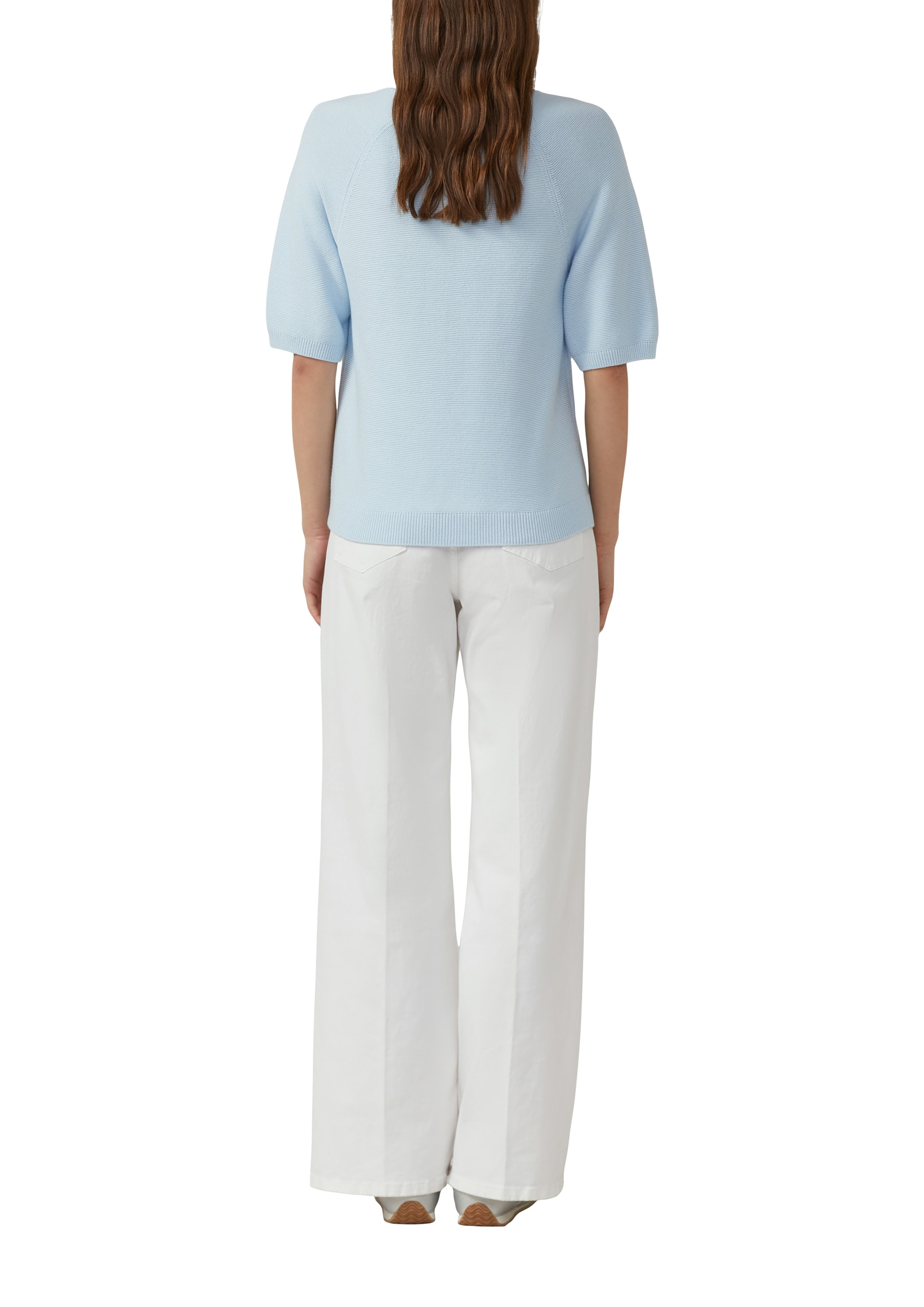 s.Oliver Strickpullover Kurzarm-Strickpullover mit V-Ausschnitt