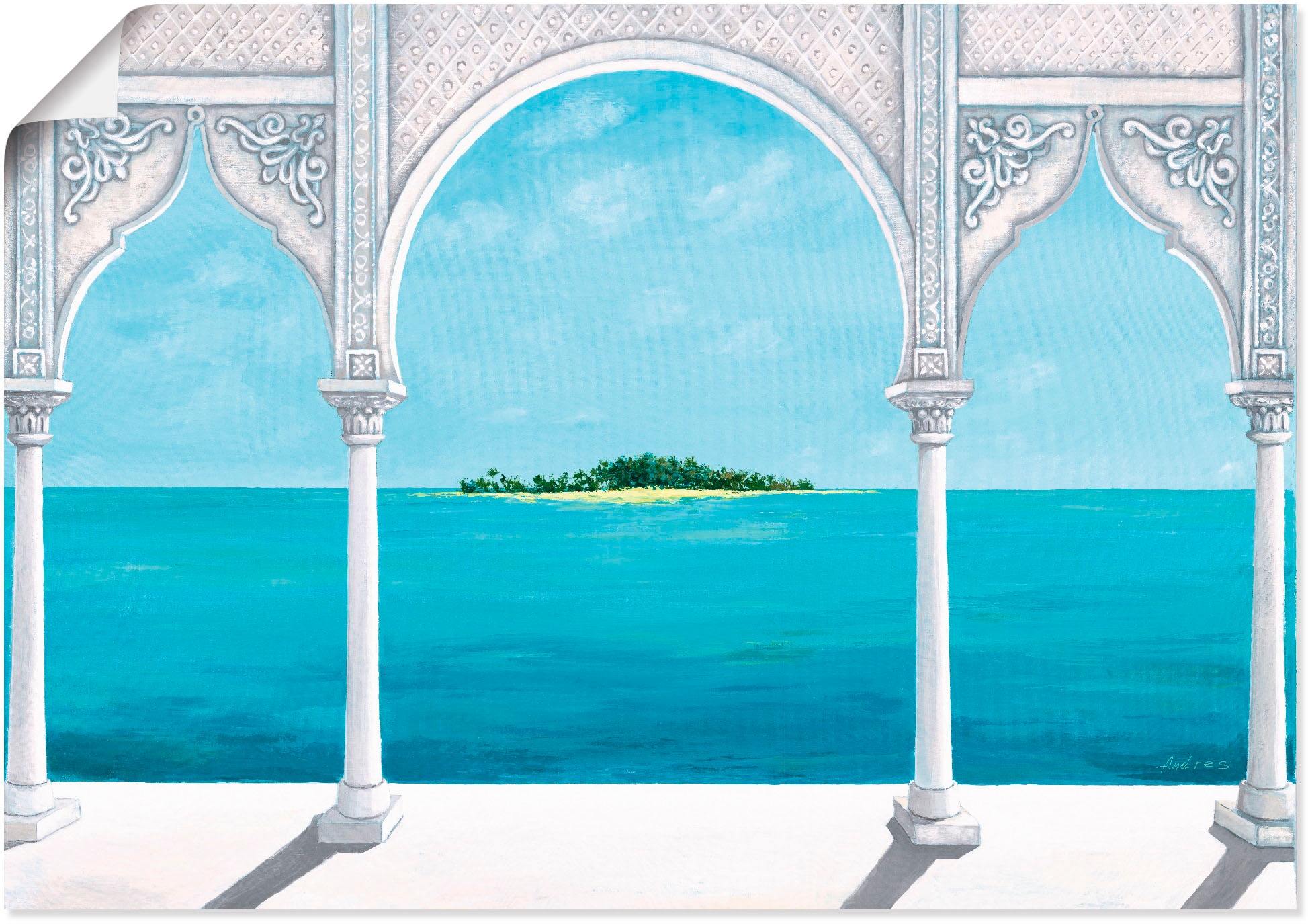 Wandaufkleber als Poster im »Orientalische Online Artland in Alubild, (1 Shop Karibik«, Fensterblick, oder St.), Größen Wandbild versch. OTTO Leinwandbild,