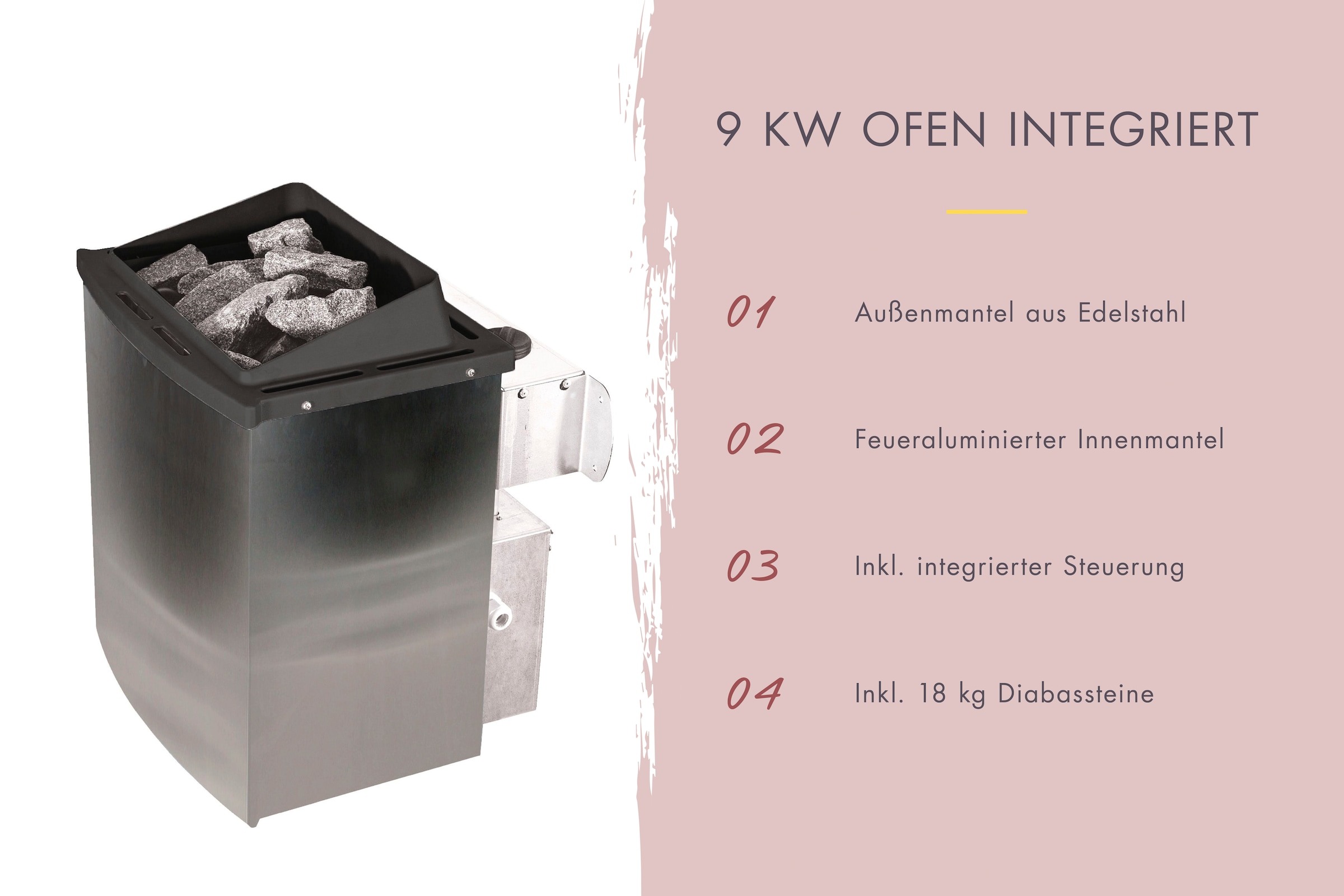 Karibu Sauna »Menja« Set,  Ofen 9 kW integr. Strg