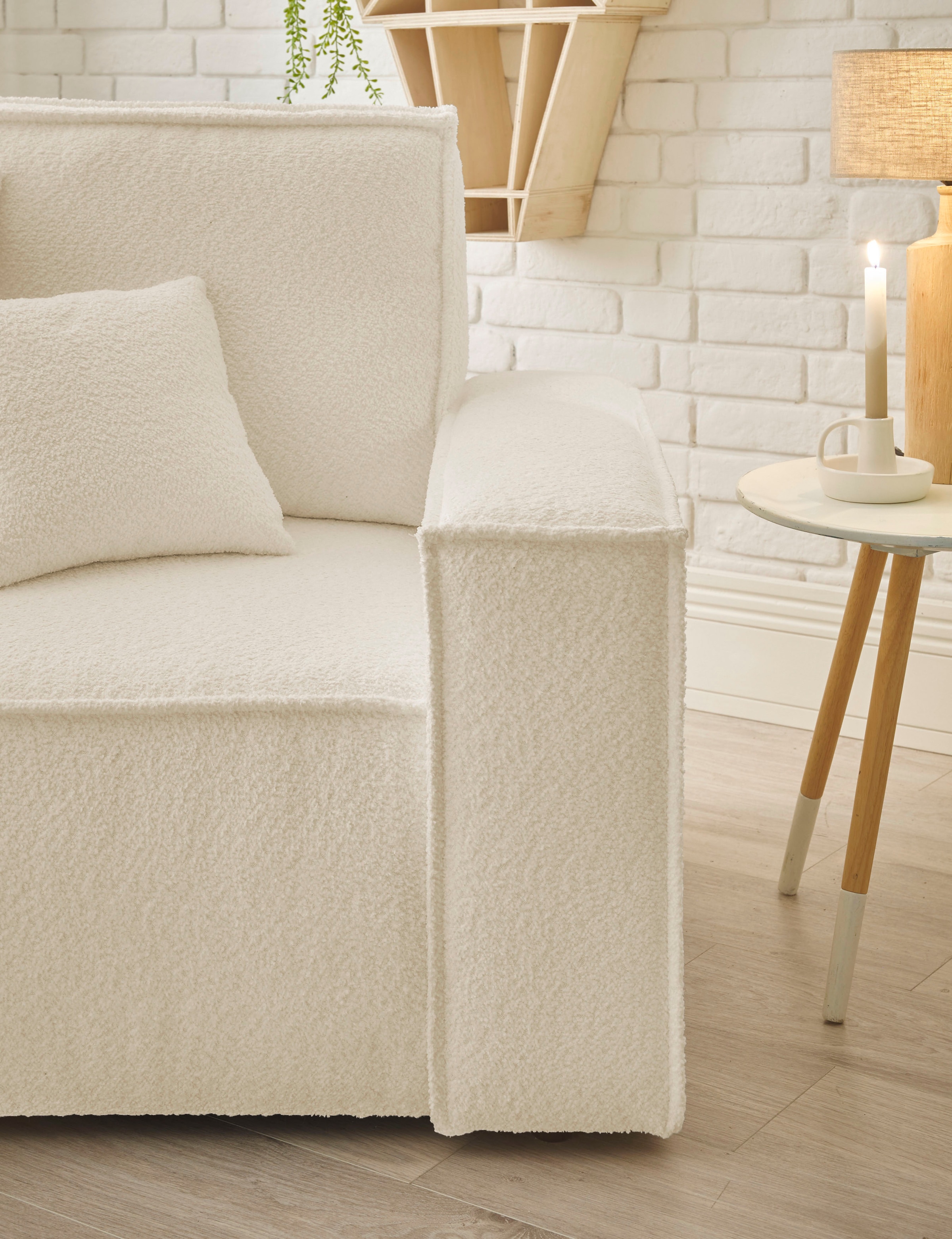 OTTO home Loveseat »FINNLEY Bouclé, Loveseat & Hocker im Set, inkl. Zierkissen« 2 Stk. tlg. verfügbar in den Stoffqualitäten Bouclé, Struktur fein und Mega Cord