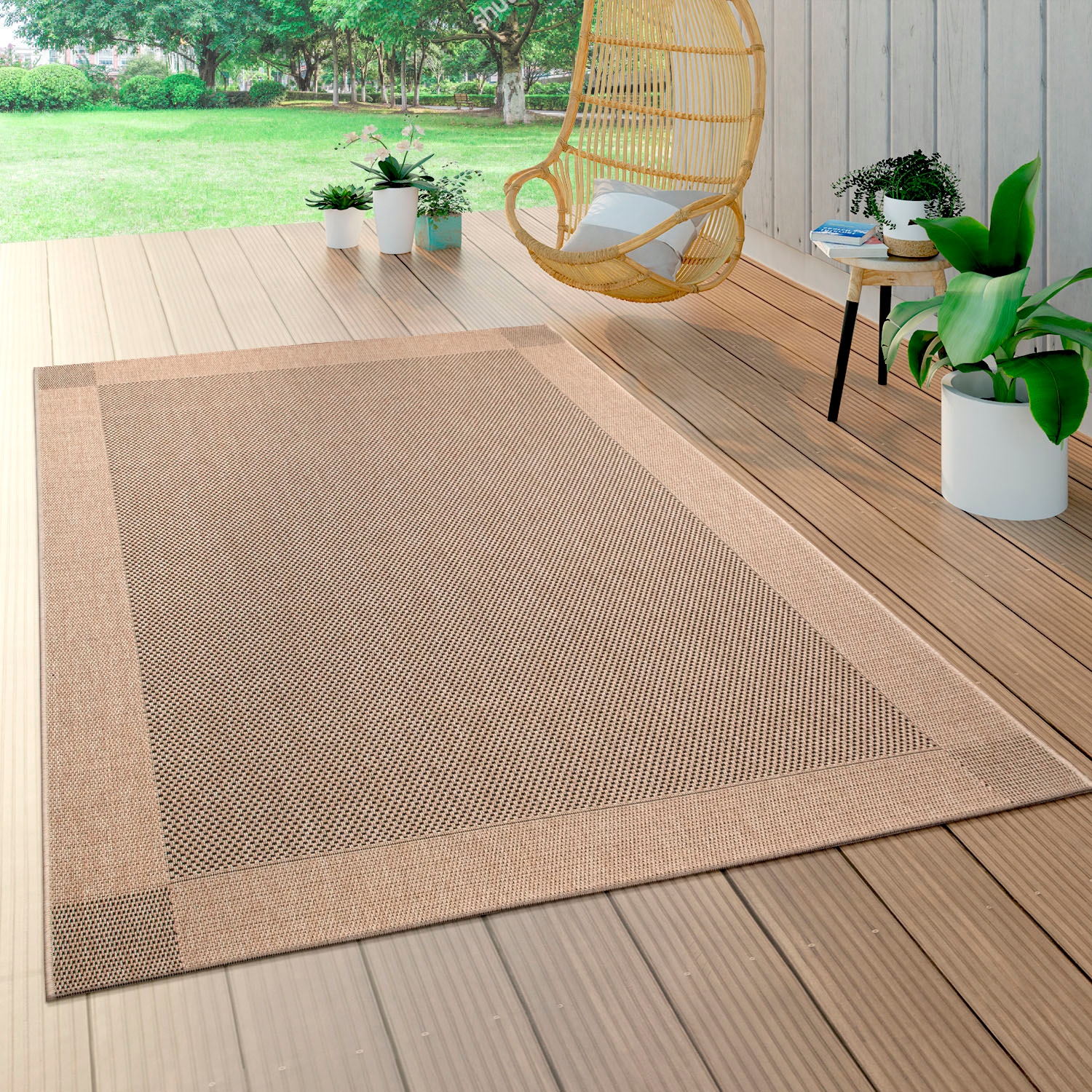 Paco Home Teppich »Waregem 621«, rechteckig, Flachgewebe, meliert, mit  Bordüre, Outdoor geeignet, Wohnzimmer kaufen im OTTO Online Shop