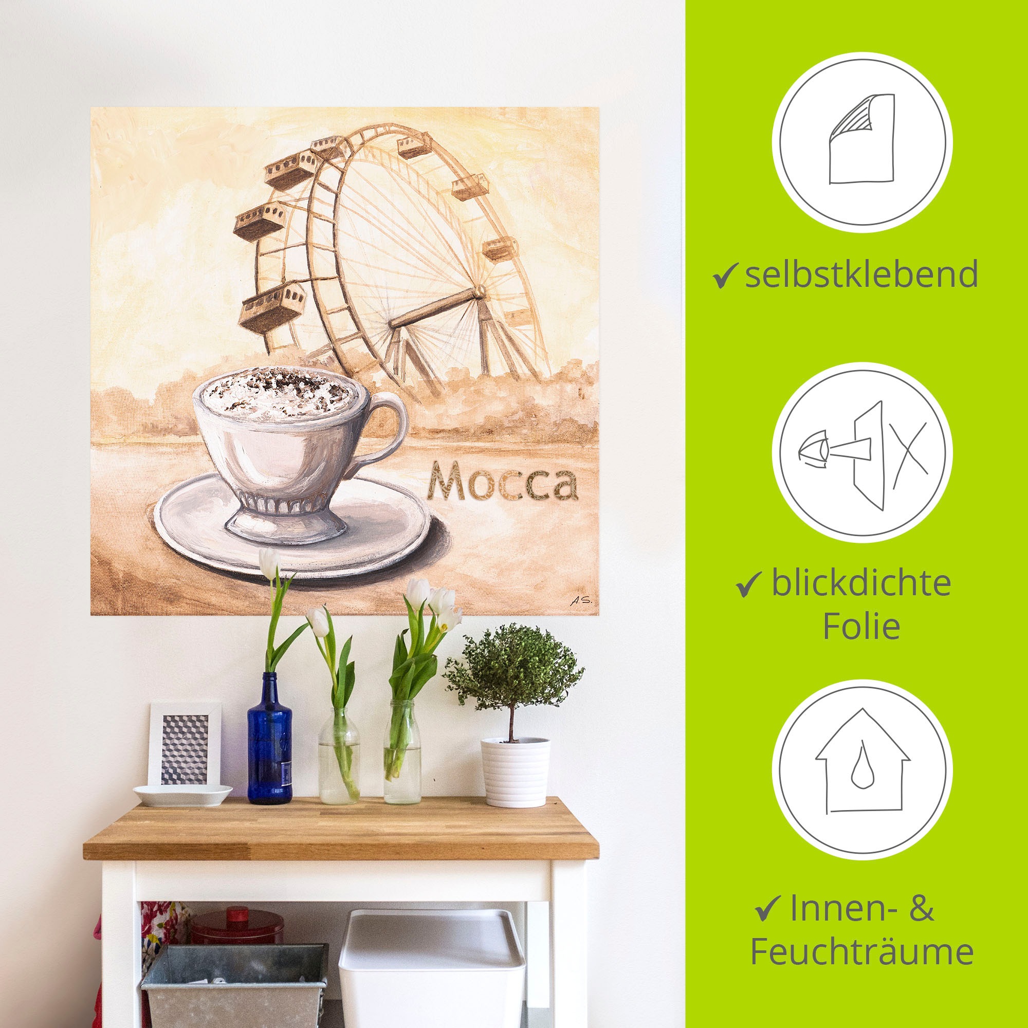 Artland Wandbild »Mocca in Wien«, Kaffee Bilder, (1 St.), als Leinwandbild, Wandaufkleber in verschied. Größen