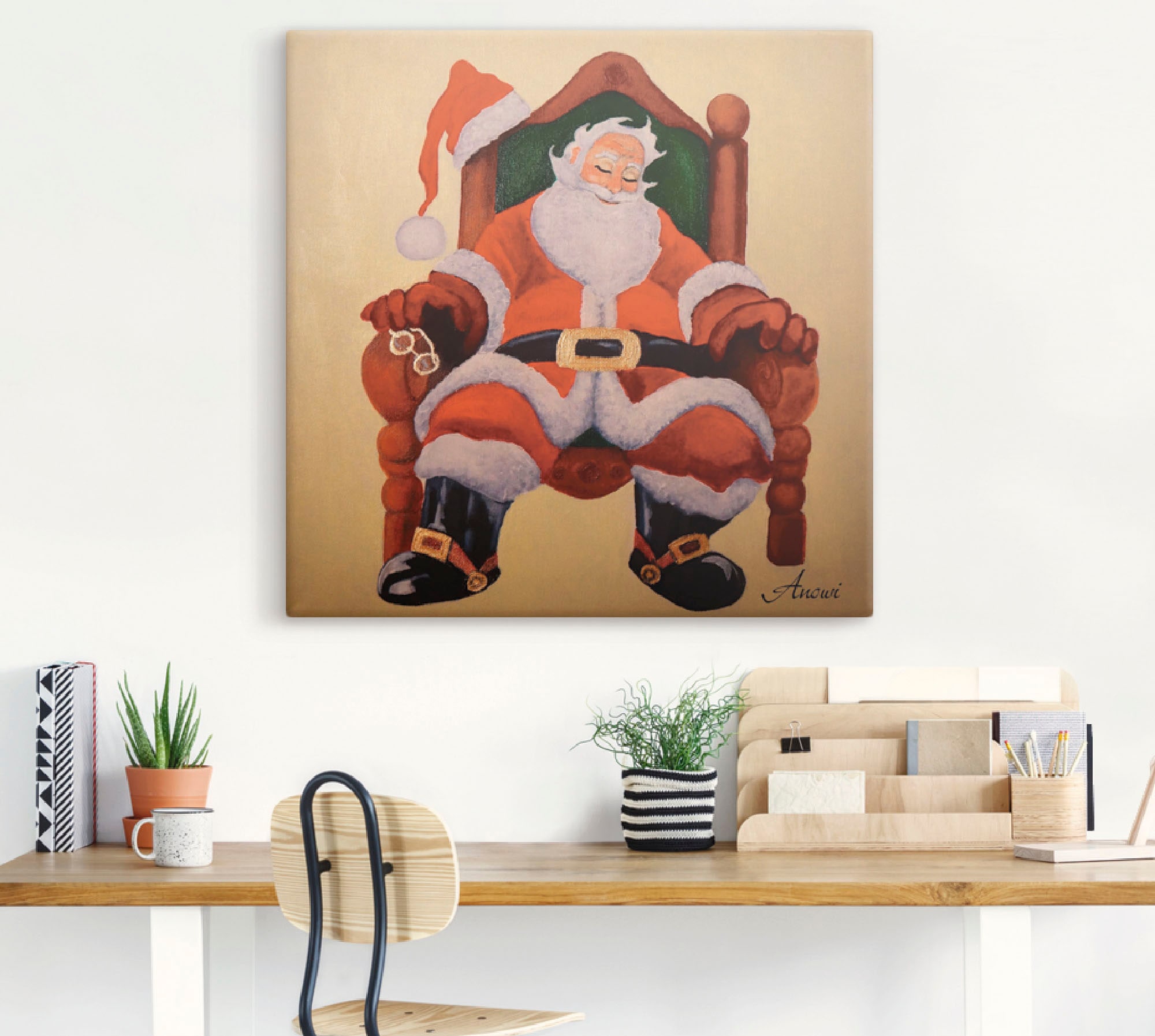 Artland Leinwandbild »Schlafender Weihnachtsmann«, Weihnachten, (1 St.), auf Keilrahmen gespannt