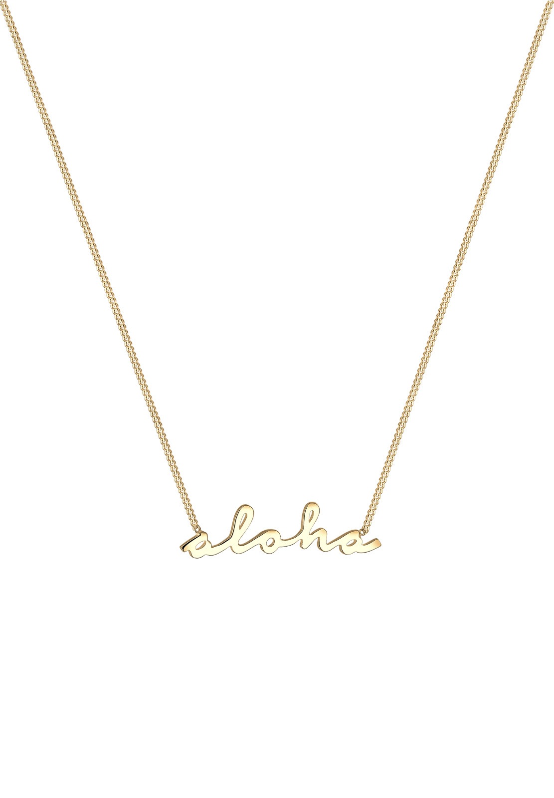 Elli Kette mit Anhänger »Halskette Anhänger Aloha Statement-Schriftzug 925 Sterling Silber vergoldet«