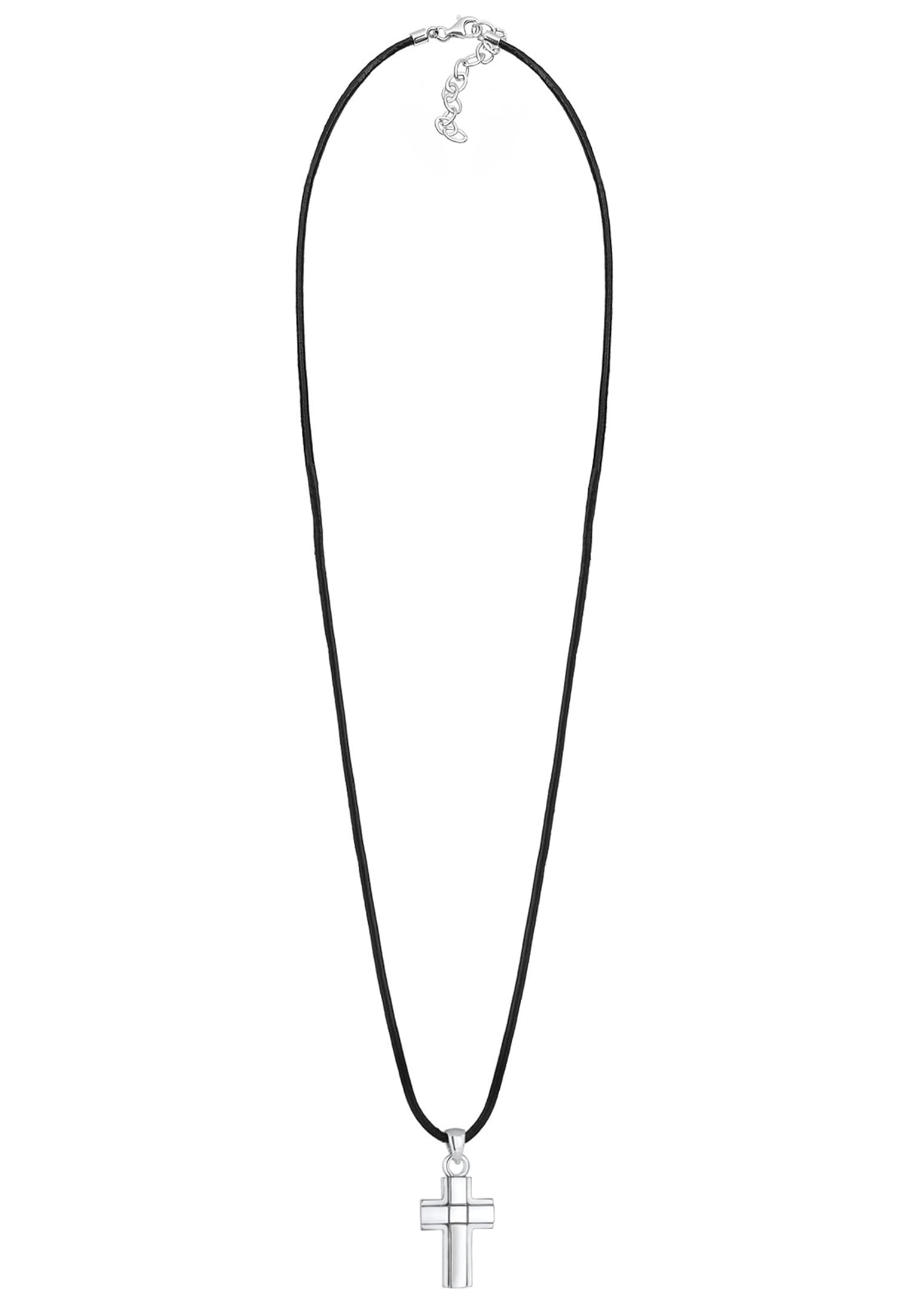 Kuzzoi Kette mit Anhänger »Halskette Lederkette Anhänger Kreuz 925 Sterling Silber«