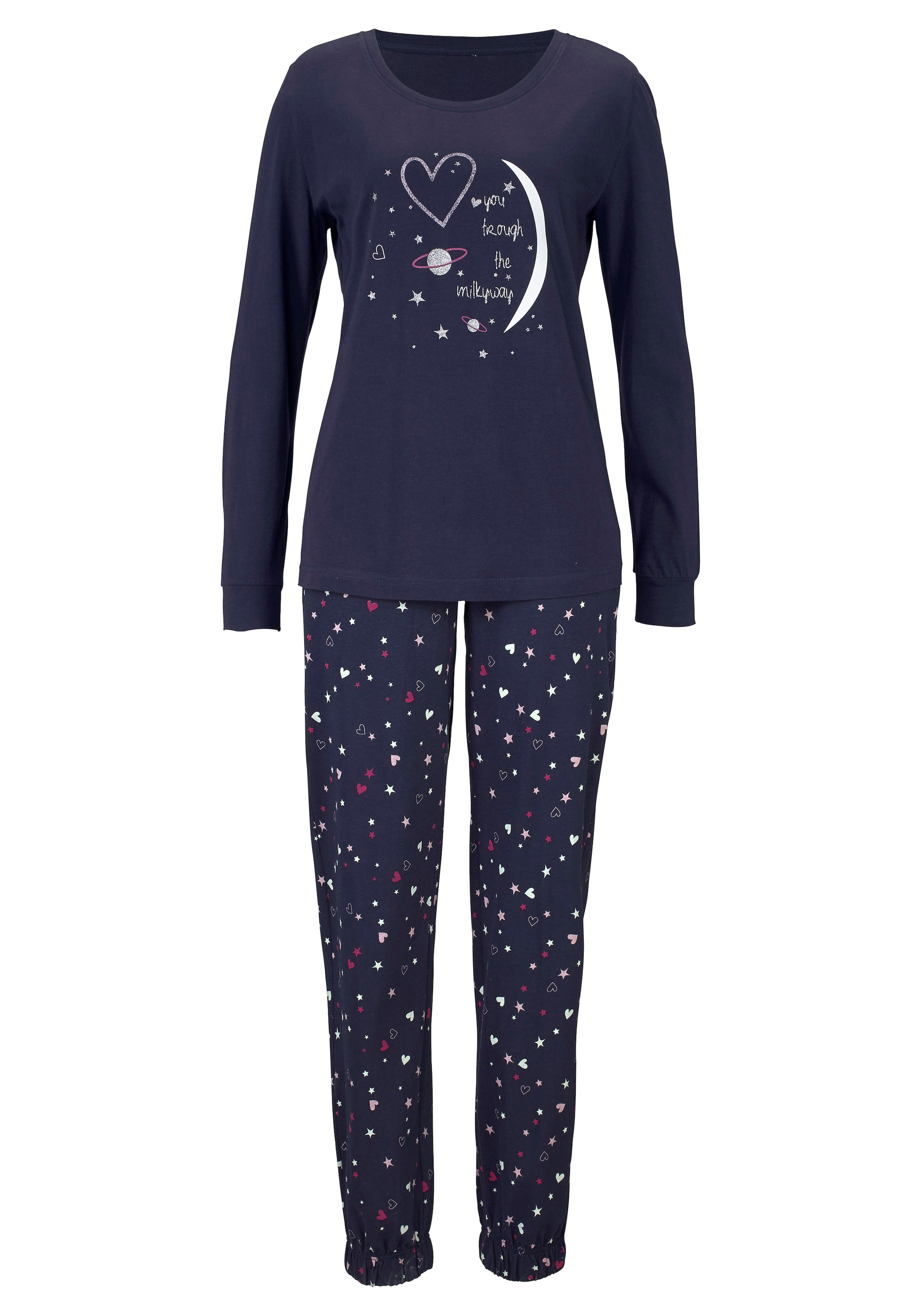 Vivance Dreams Pyjama 2 Stk. tlg., mit glitzerndem Print