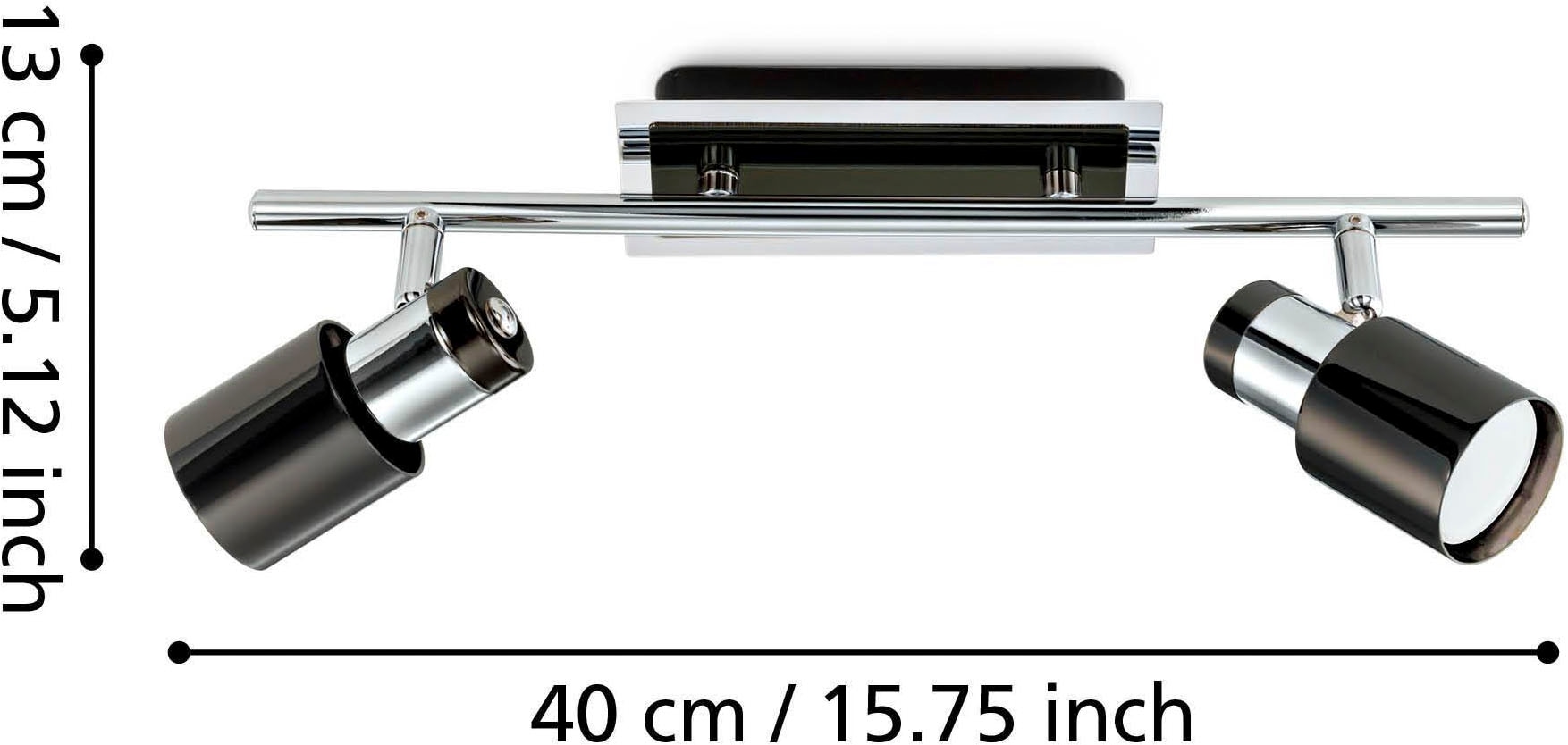 EGLO Deckenleuchte »Davida 1 Deckenlampe, Deckenspot aus Metall, Wohnzimmerlampe, GU10« GU10 1 Stk. Spot - L39 x B7 cm - nickel-nero - 2X4,6W inkl.