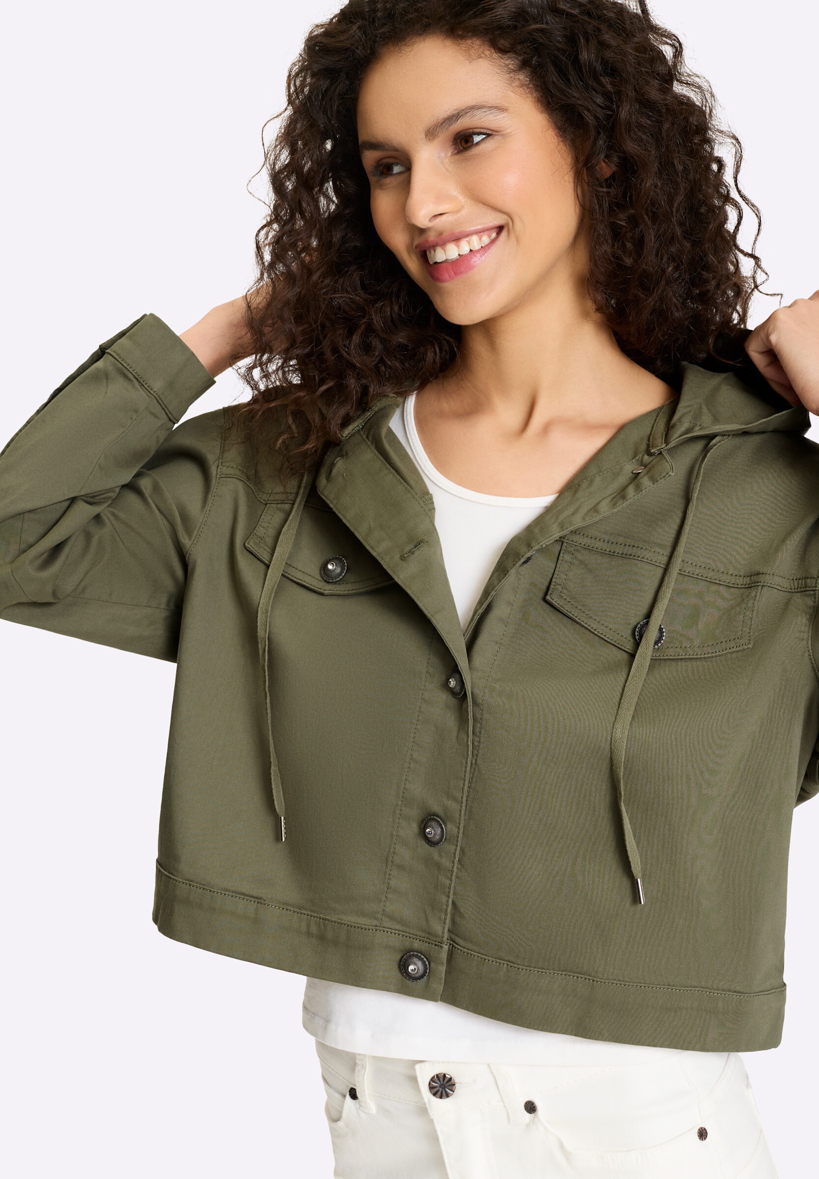 heine Jerseyblazer »Jeans-Jacke Jeansjacke mit Kapuze«