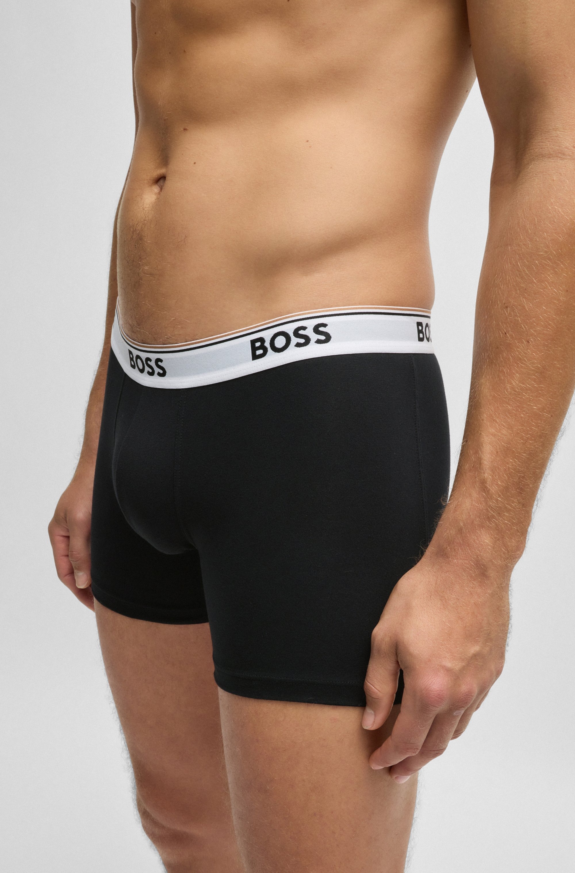 BOSS Langer Boxer »Brief 3 PACK«, mit farblich passendem Webbund