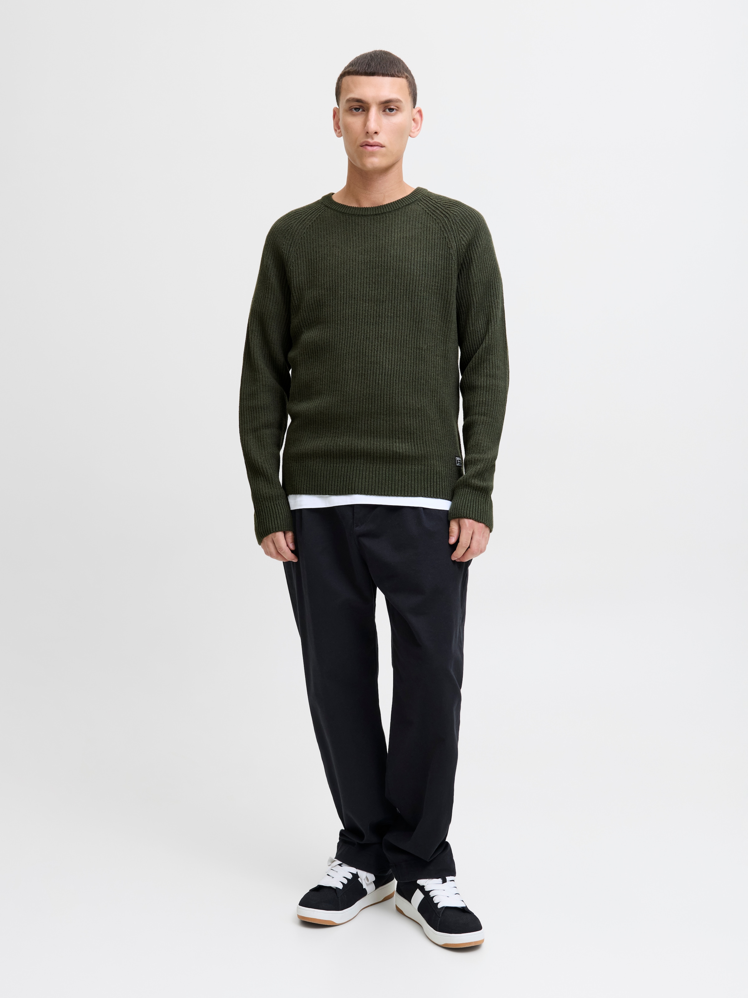 Jack & Jones Rundhalspullover »JJPANNEL KNIT CREW NECK AW25«