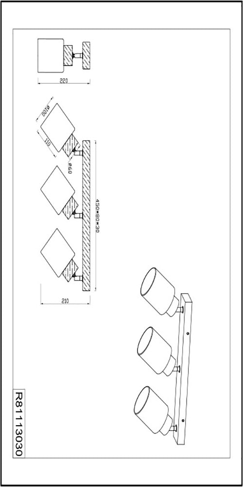 REALITY Leuchten Deckenstrahler »Assam«, 3 flammig, Leuchtmittel E14 | ohne Leuchtmittel, Spot 3-flg. Naturholz, exkl 3xE14 max 25W, Glasschirm weiß schwenkbar