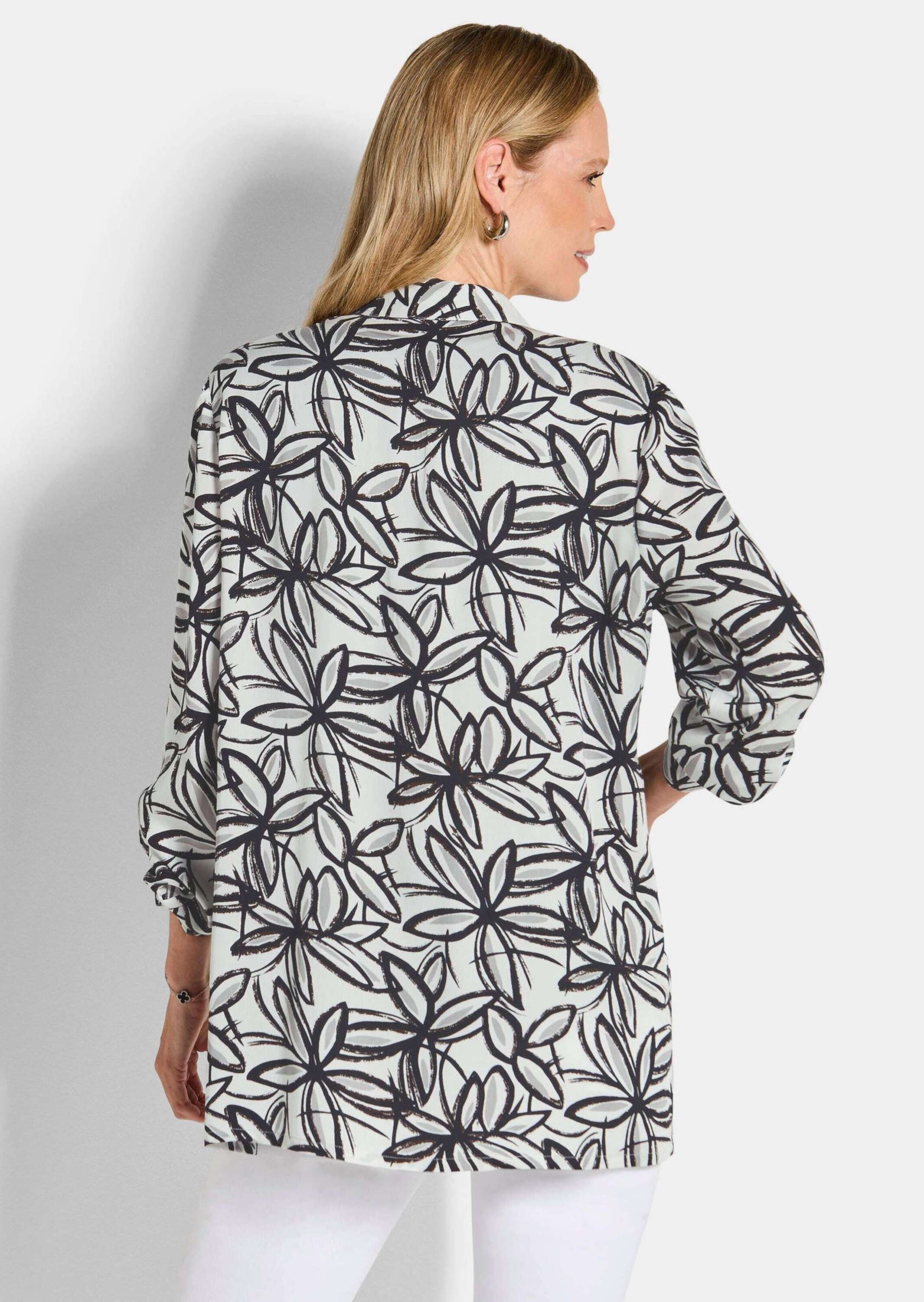 GOLDNER Hemdbluse »Hemdbluse mit Blumenprint« figurschmeichelender Schnitt
