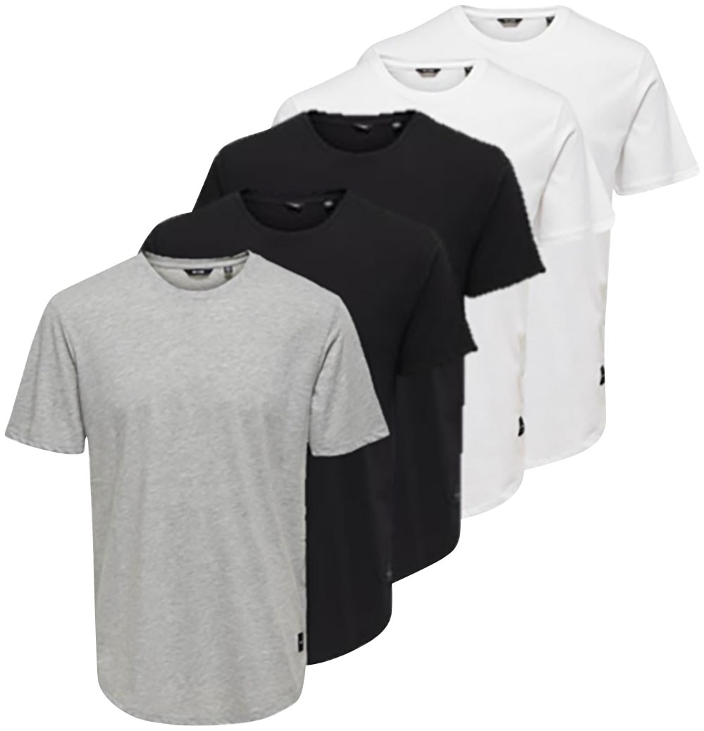 ONLY & SONS T-Shirt »ONSMATT LONGY SS TEE 5-PACK«