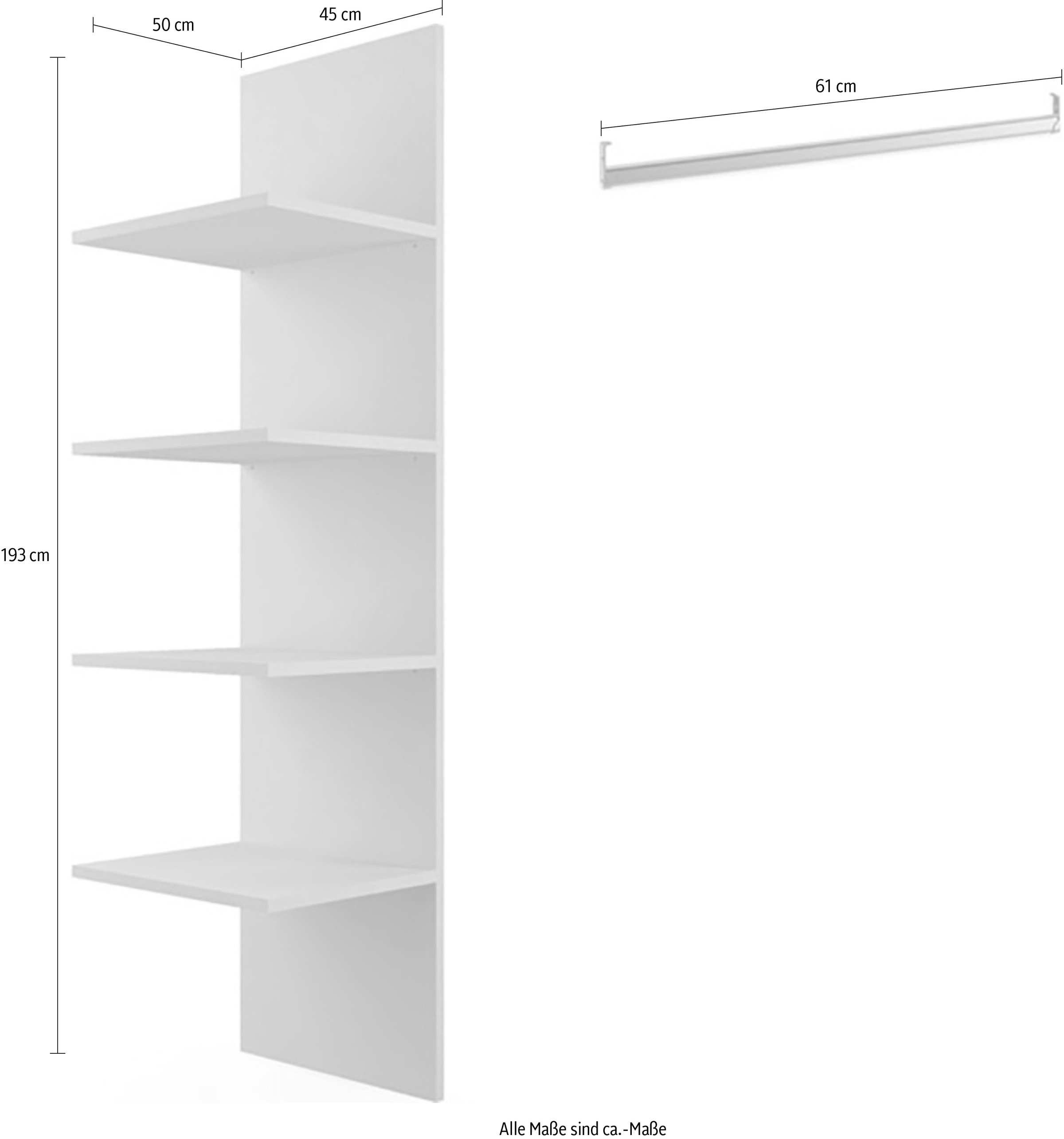 INOSIGN Inneneinteilung »Jupiter – Steingrau, B135×H193 cm, 4 Böden B43 cm, SK-Einsatz B62 cm«