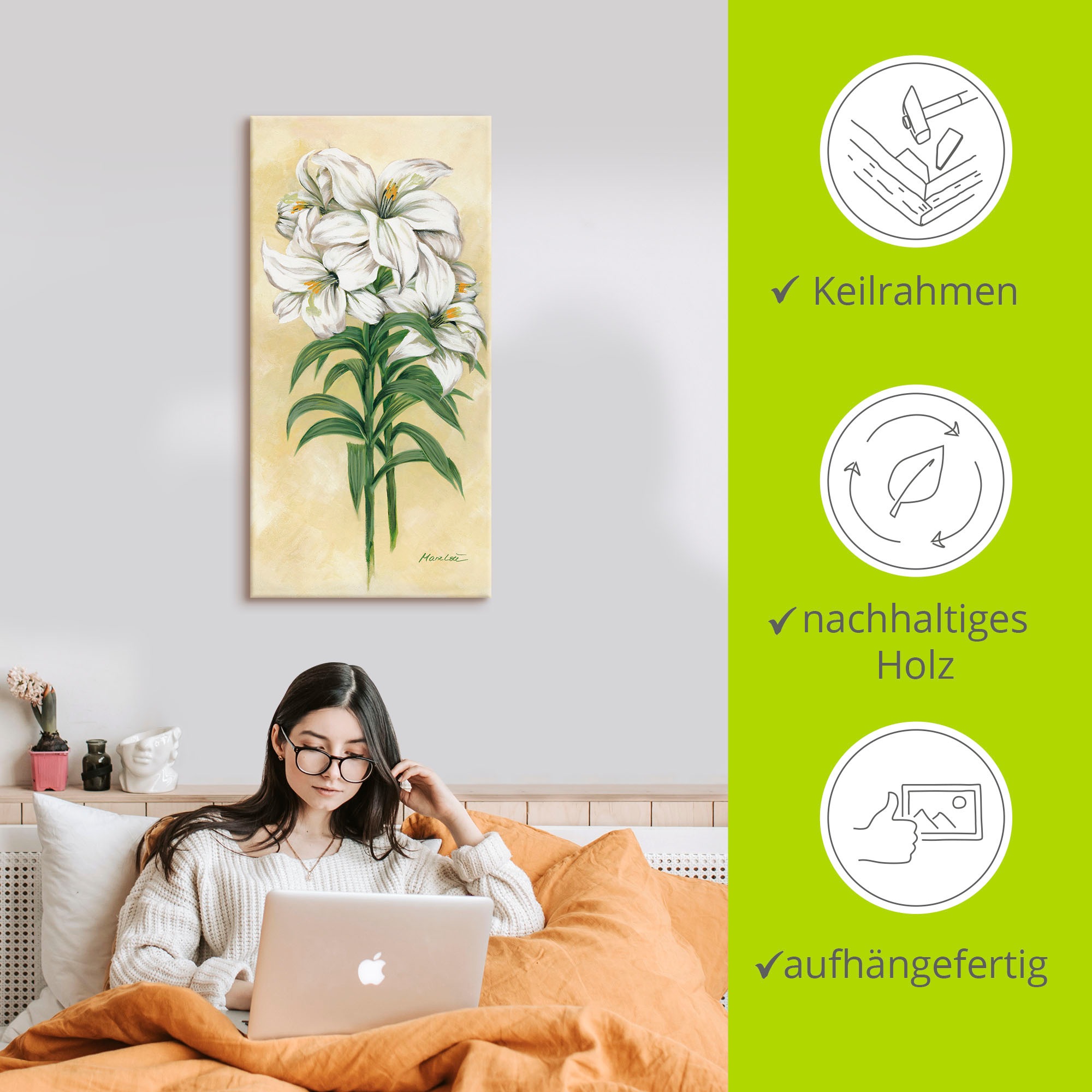 Artland Leinwandbild »Lilien« Blumen 1 Stk. tlg. auf Holzrahmen gespannt
