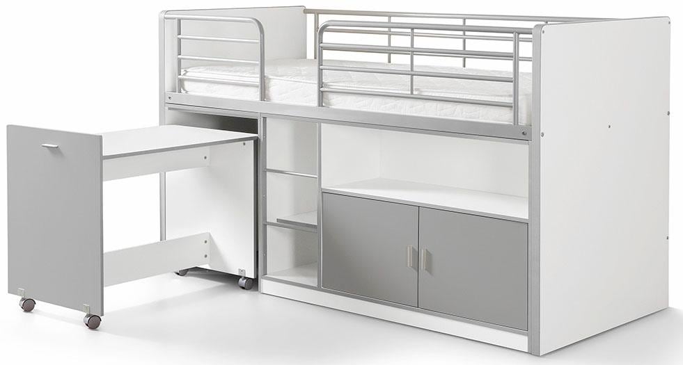Vipack Hochbett »Bonn«, (Made in Europe), mit Schrank und Schreibtisch auf Rollen