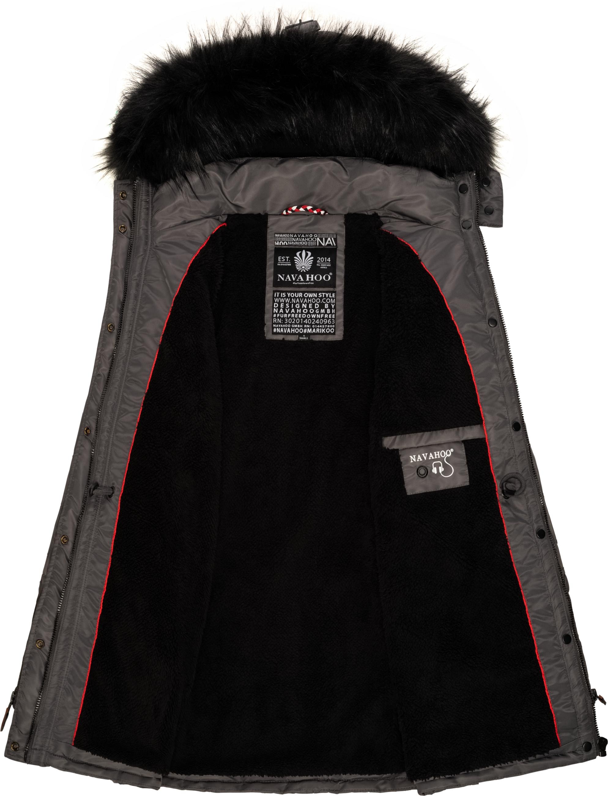 Navahoo Steppjacke »Wintermantel Schätzchen«, mit Kapuze, warmer Winterparka mit Kunstfellkapuze