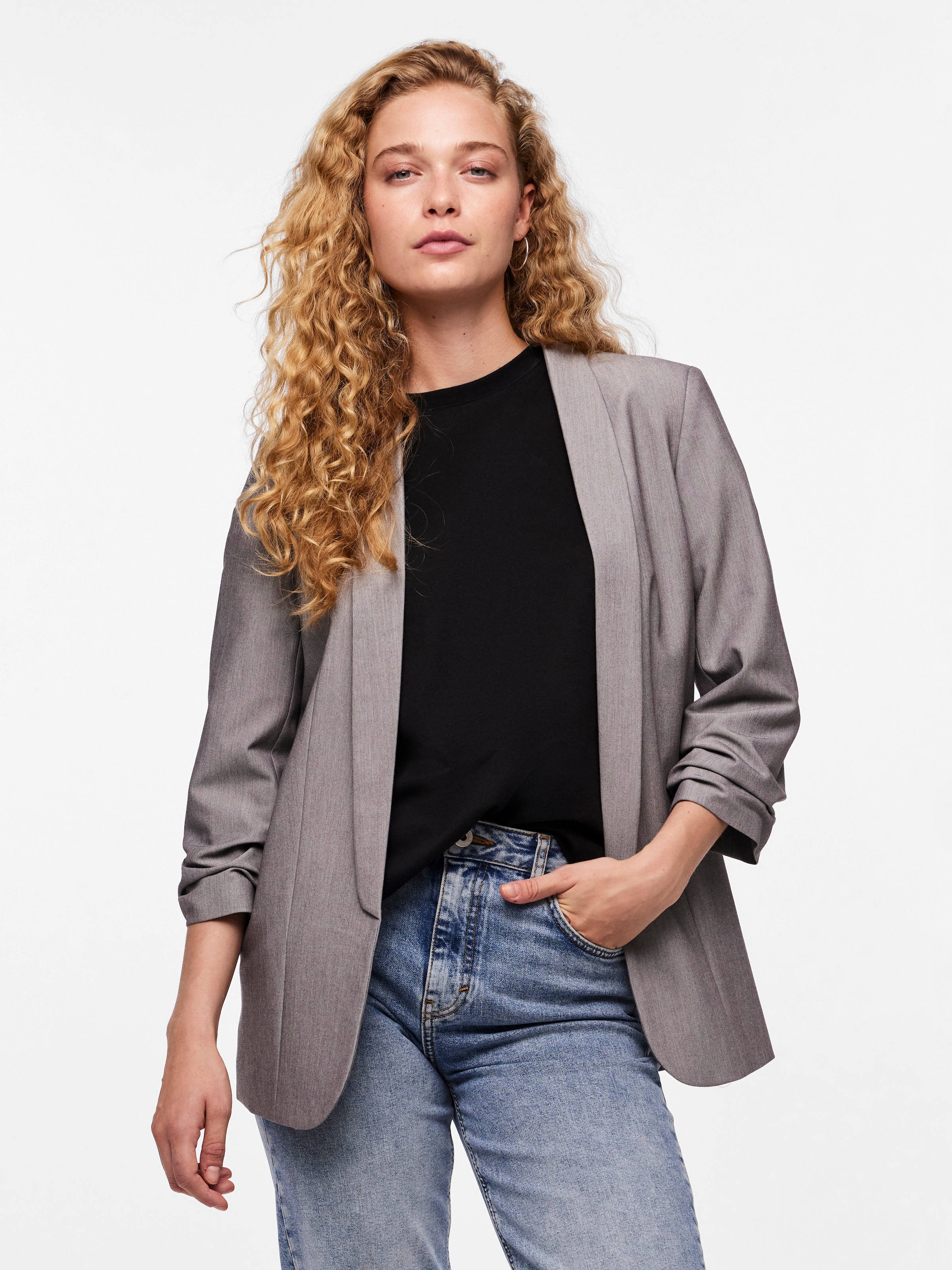 pieces Blusenblazer »PCBOSELLA 3/4 BLAZER NOOS« Materialmix, regular fit
