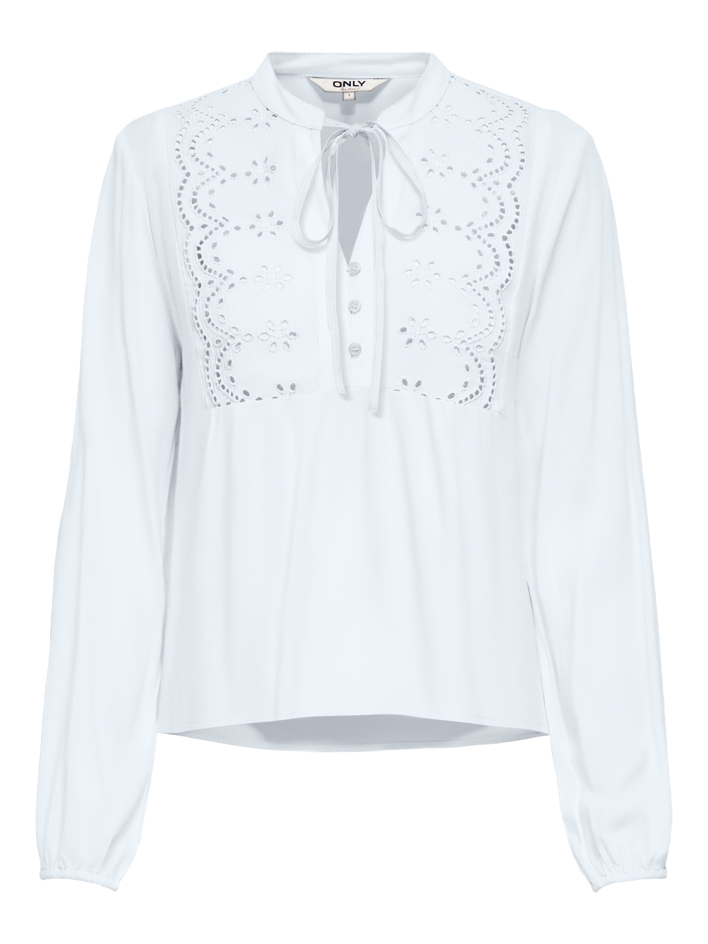 ONLY Langarmbluse »ONLLENNYO LS EMBROID V-NECK TOP NOOS WVN«