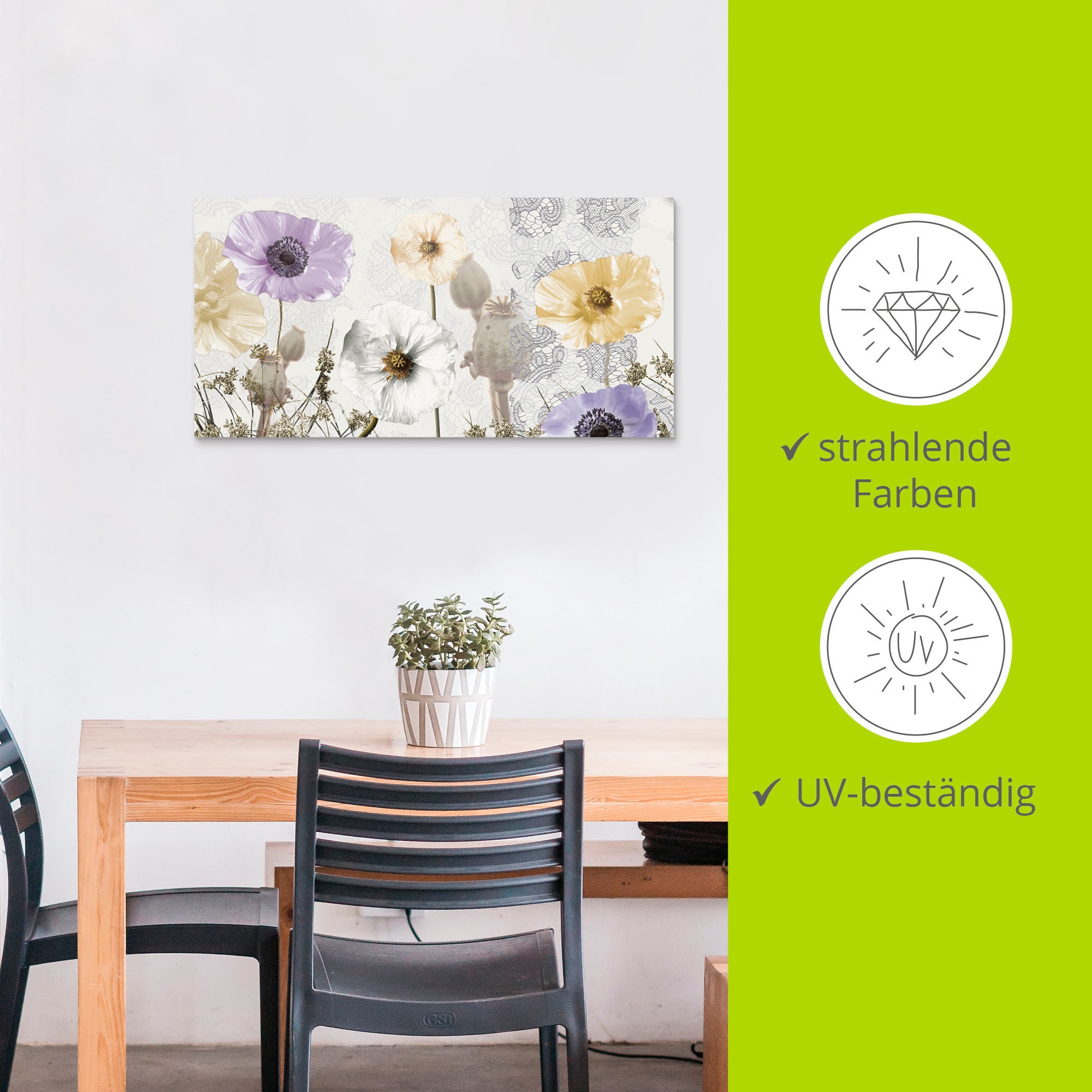 Artland Wandbild »Glänzende Mohnblumen«, Blumen, (1 St.), als Alubild, Outdoorbild, Leinwandbild, Wandaufkleber, versch. Größen