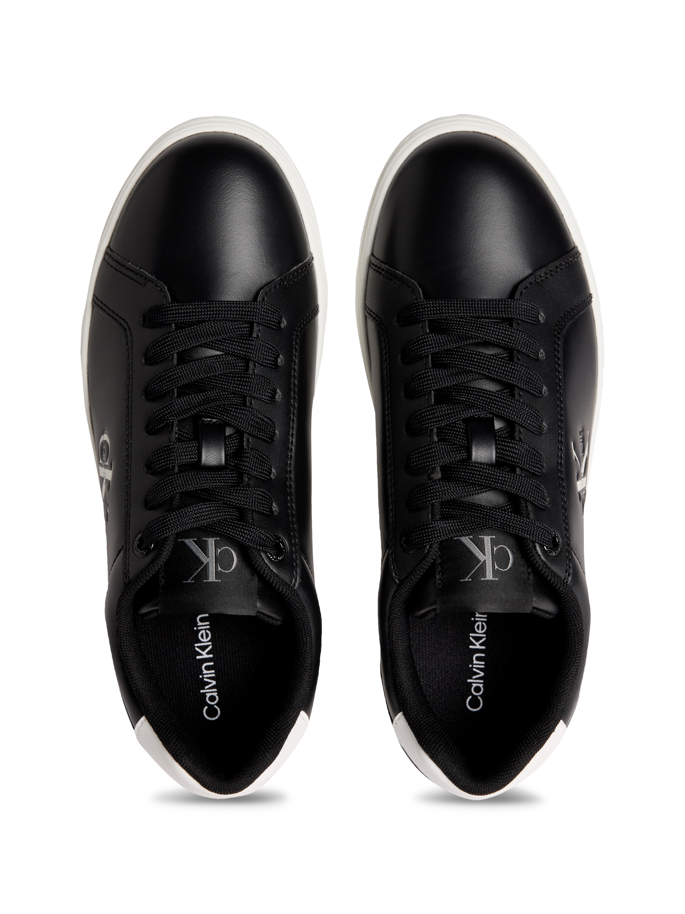 Calvin Klein Jeans Plateausneaker »CLASSIC CUPSOLE MONO LTH WN«, Schnürschuh, Halbschuh, Freizeitschuh mit seitlichem Logo