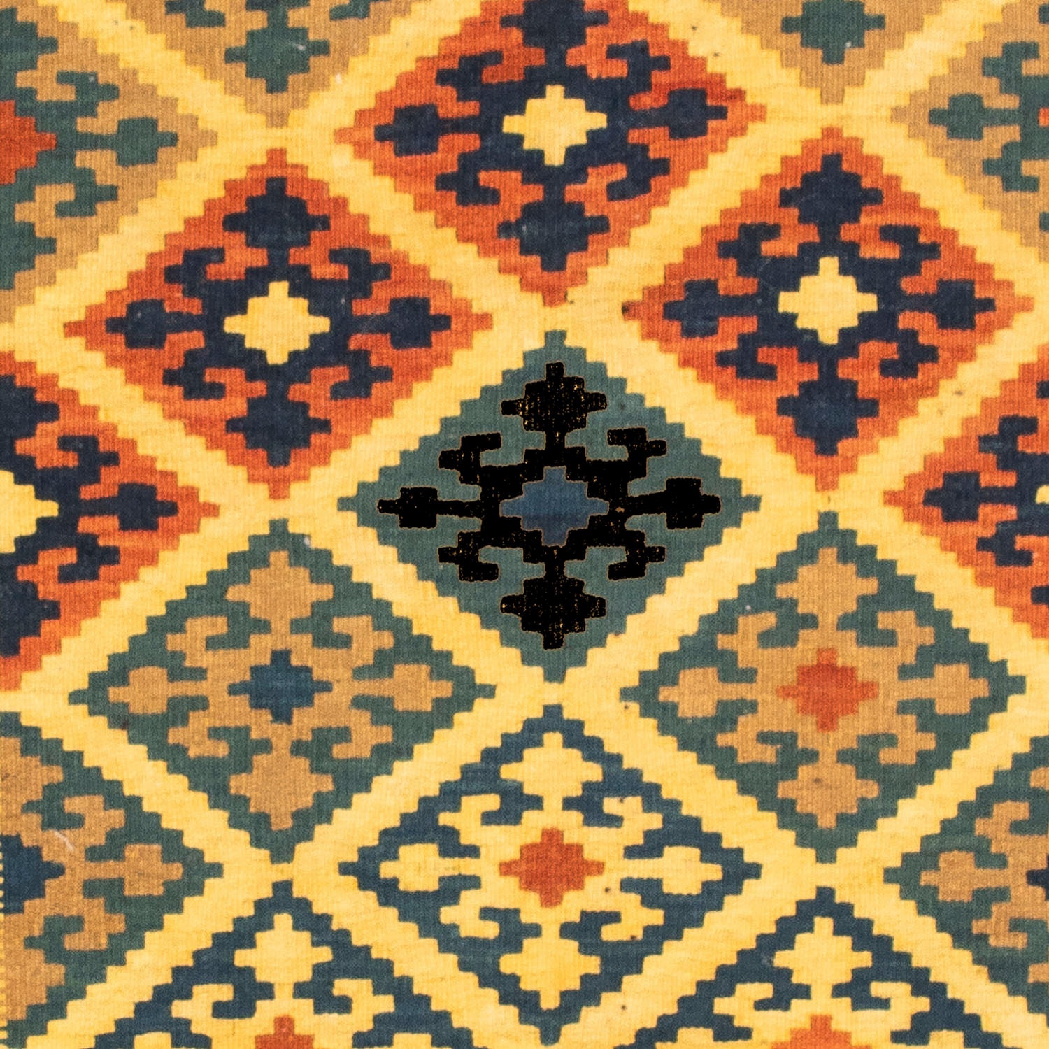 morgenland Wollteppich »Kelim - Oriental quadratisch - 102 x 95 cm - gelb«, quadratisch, Wohnzimmer, Einzelstück