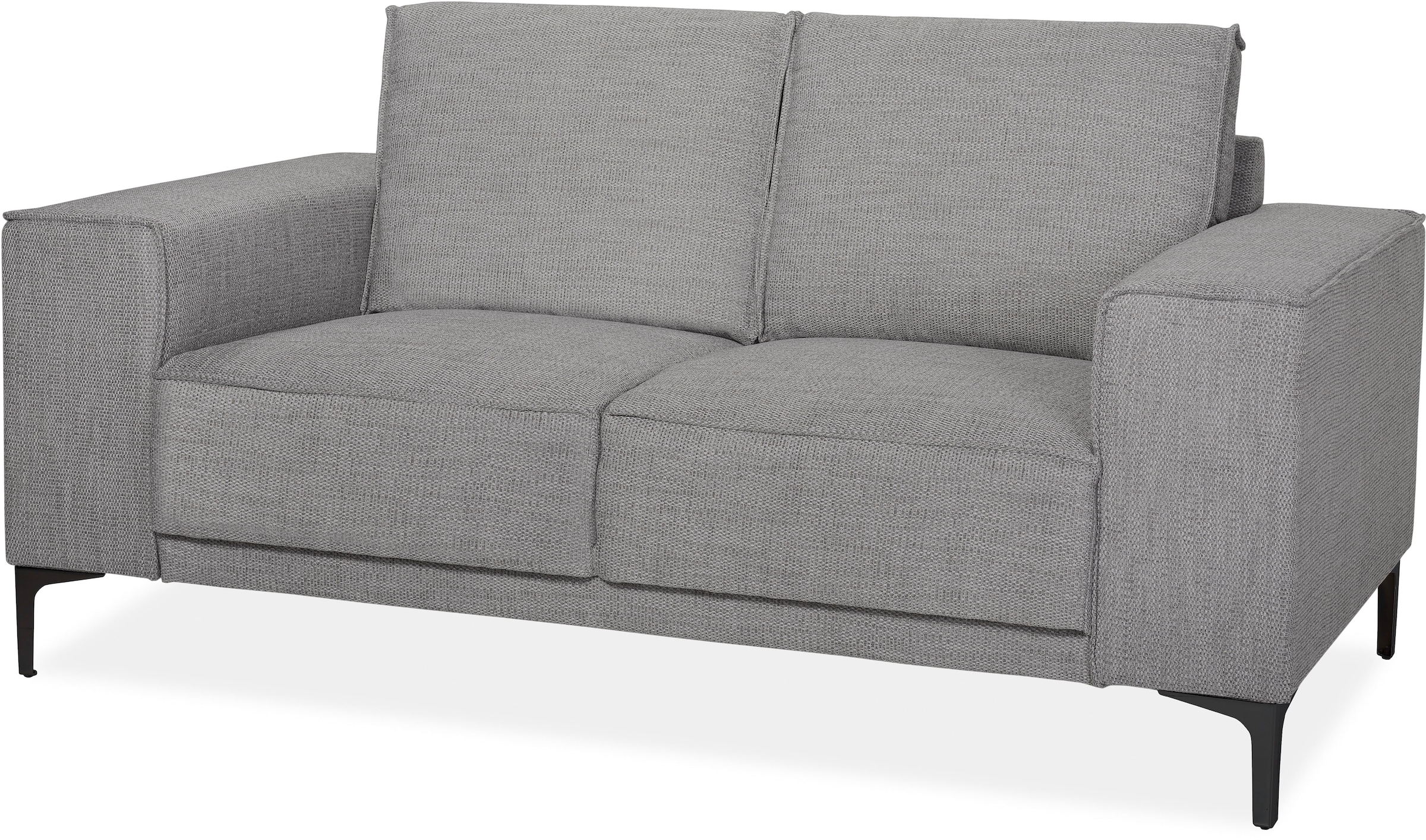 Places of Style 2-Sitzer »Kompaktsofa Oland, Struktur, Flachgewebe, Luxus-Microfaser, Boucle«, 164 cm, Wellenunterfederung, Skandi-Design, Metallfüße
