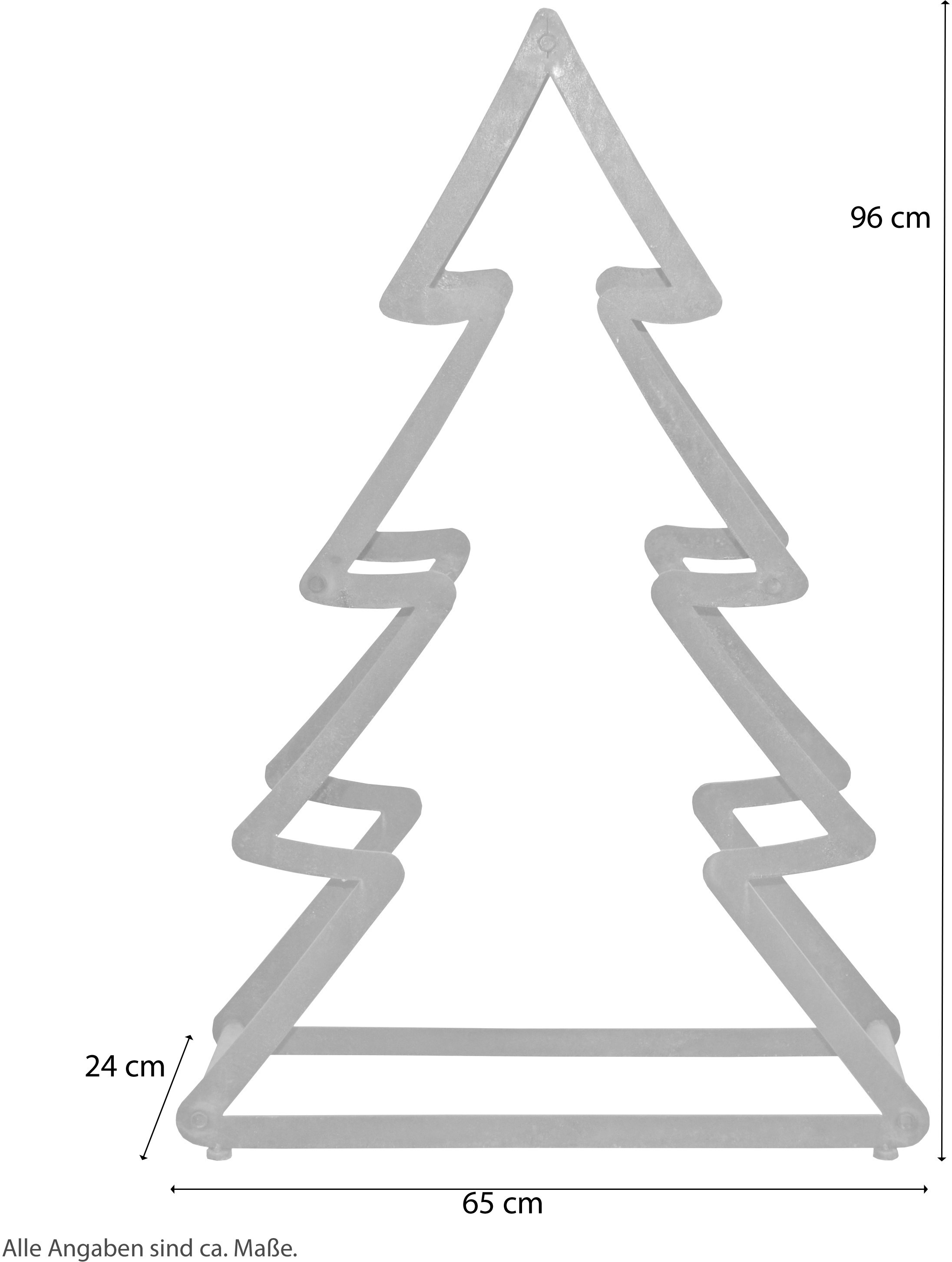 HOFMANN LIVING AND MORE Dekobaum »Weihnachtsbaum, Weihnachtsdeko aussen«, aus Metall, mit rostiger Oberfläche, Höhe ca. 95 cm
