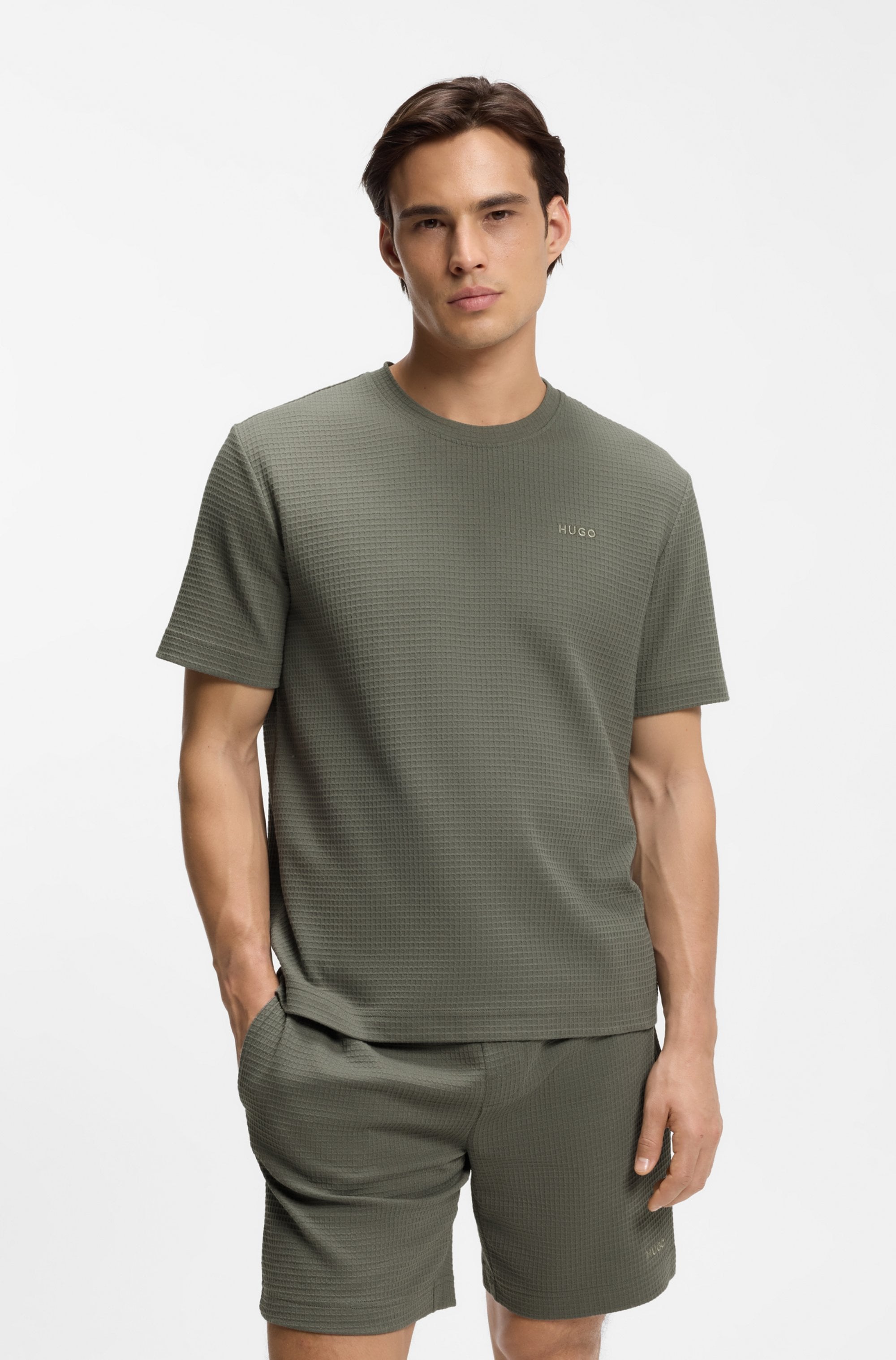 HUGO Underwear T-Shirt »,Austin T-Shirt« Waffelstruktur und Logo-Stickerei