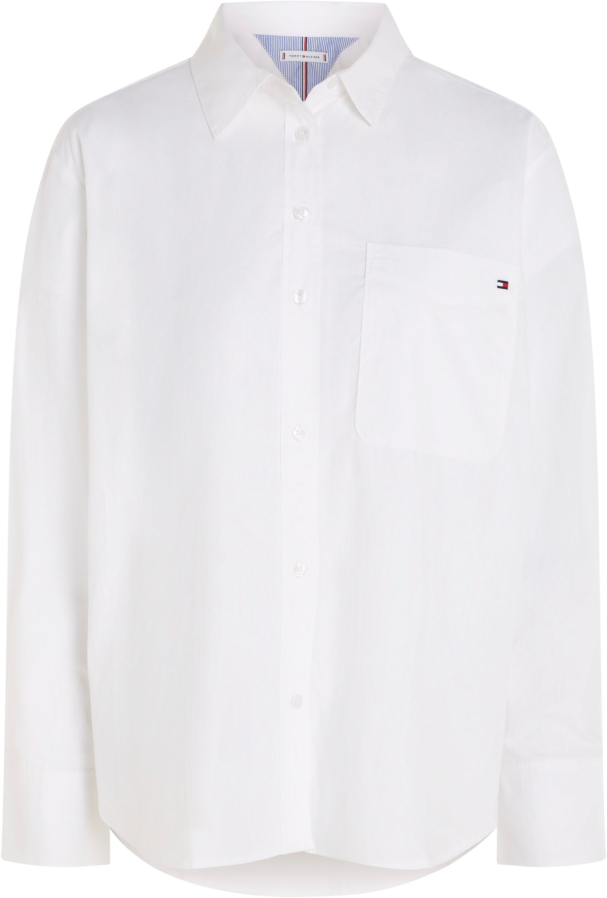 Tommy Hilfiger Hemdbluse »SOLID COTTON EASY FIT SHIRT«, mit Brusttasche