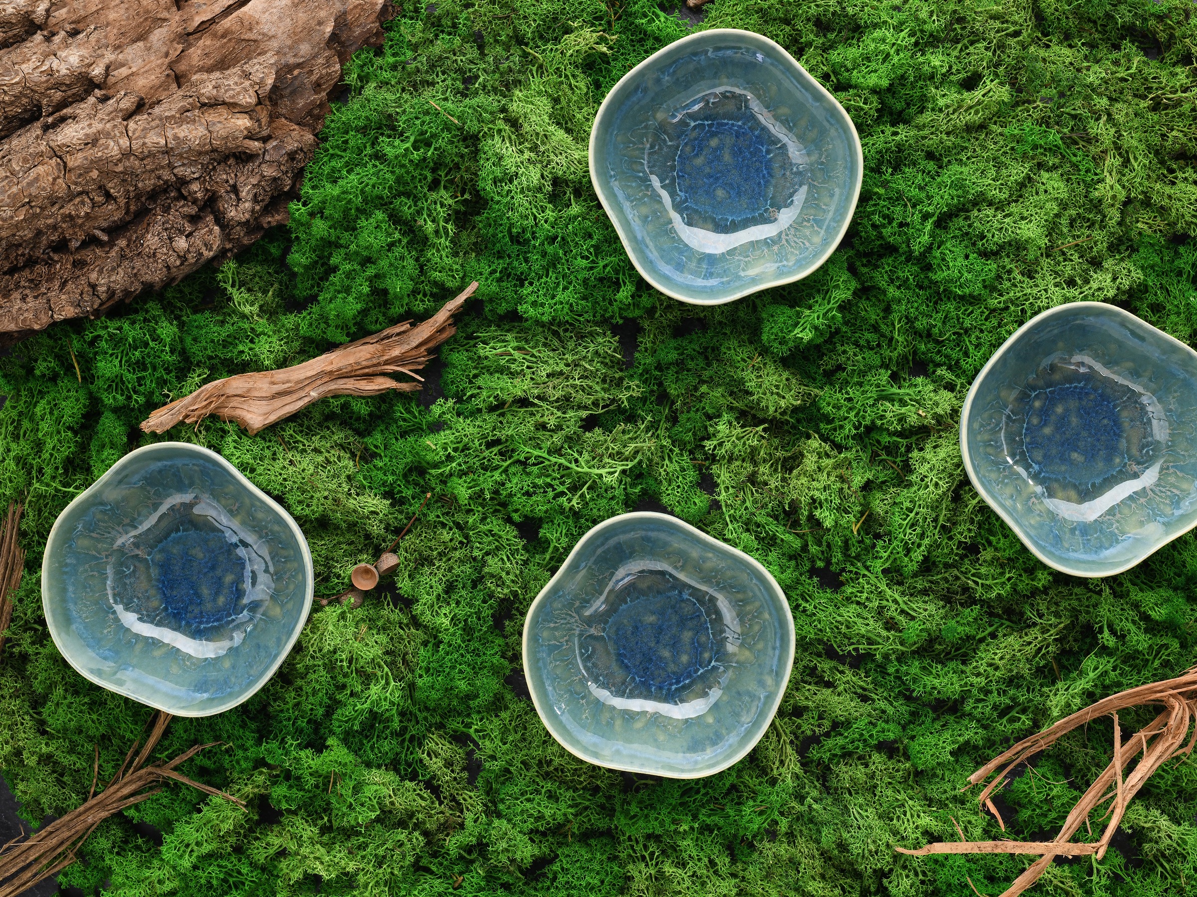 CreaTable Schüssel »Yuki« 4 Stk. aus Steinzeug Reaktiv-Digitaldruck, jedes Stück ein Unikat, Ø 16 cm