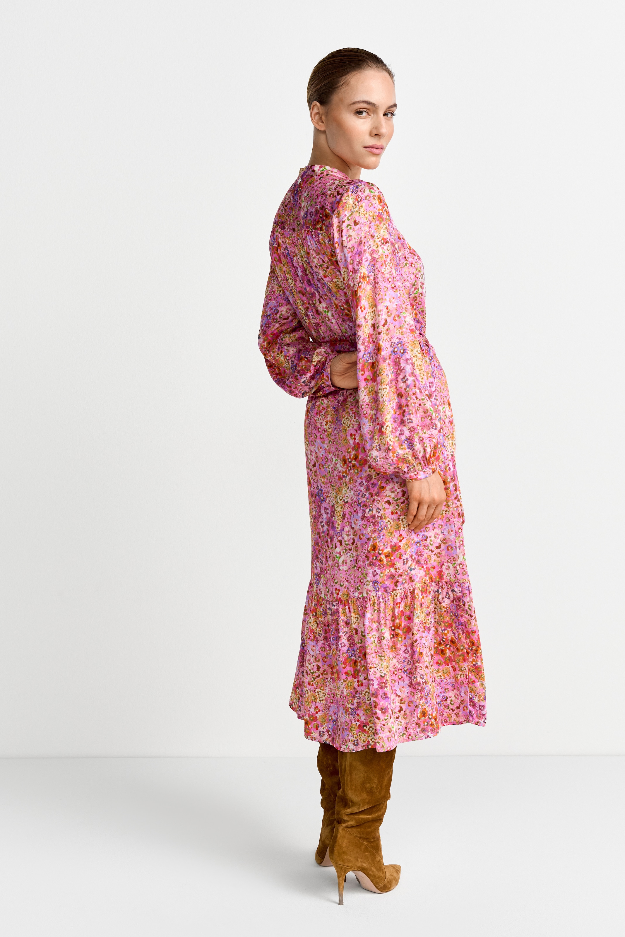 RICHROYAL Druckkleid Blusenkleid mit breitem Bindegürtel, aus Viskose