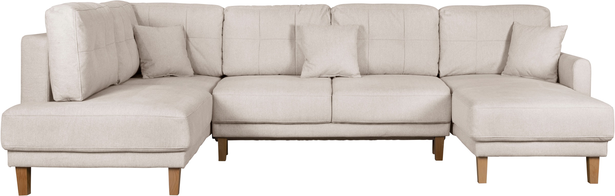Home affaire Wohnlandschaft »TRIPLO U-Form wahlweise mit Schlaffunktion, B/T/H: 310/192/90 cm«, Schlafsofa, auch mit Bettkasten, Steppung im Rückenkissen