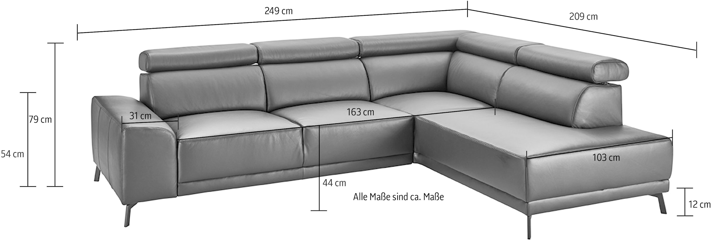 3C Candy Ecksofa »Greve modern und bequem, inkl. manueller Kopfteilverstellung, L-Form«, wahlweise mit motorischem Sitzvorzug