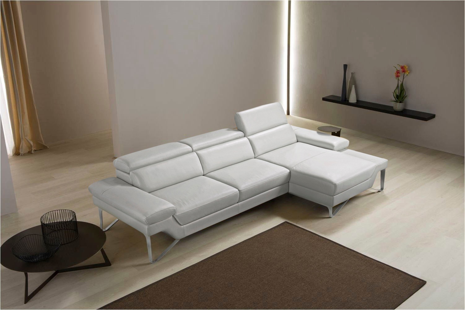 Egoitaliano Ecksofa »Princess, elegantes Designsofa mit erstklassigem Sitzkomfort, L-Form« mit Recamiere, inkl. Kopfteilverstellung, edle Designmetallfüße