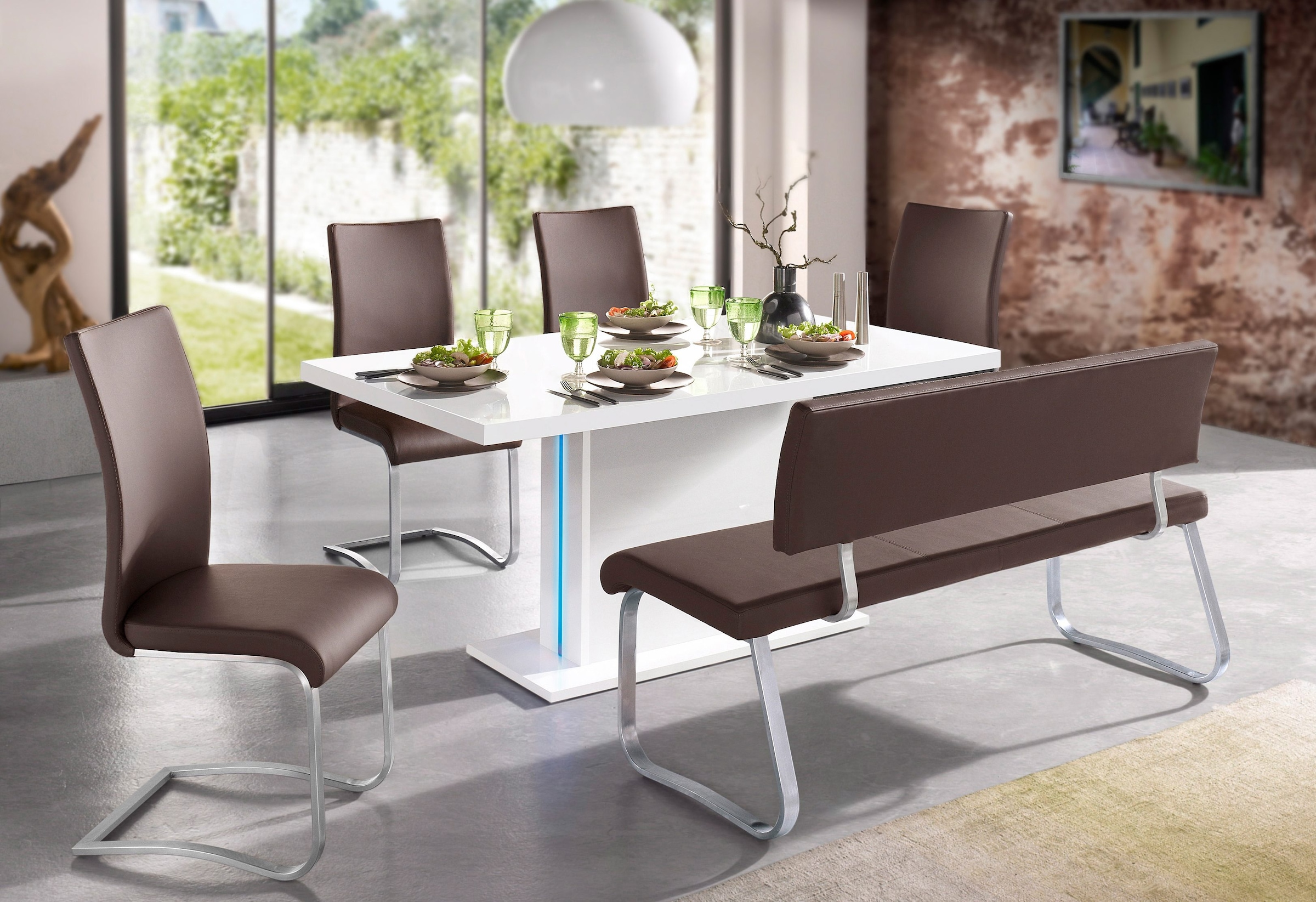 MCA furniture Freischwinger »Arco«, (Set), 2 St., Leder, Stuhl mit Echtlederbezug, belastbar bis 130 Kg