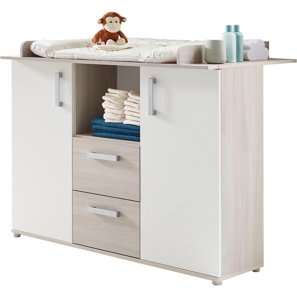 Lüttenhütt Babyzimmer-Komplettset »Geert«, (Set, 4 St., Kinderbett, Regal, Schrank, Wickelkommode)