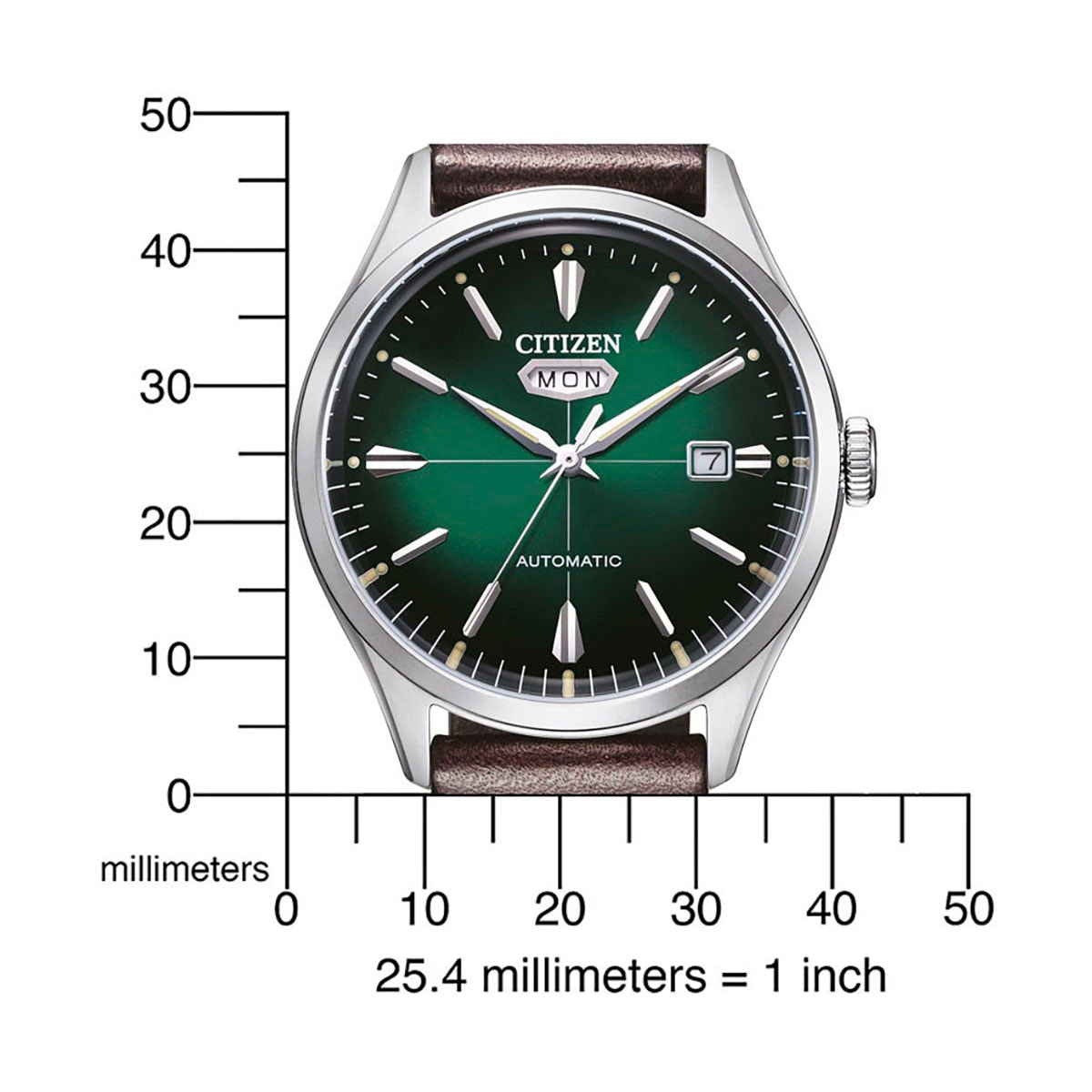 Citizen Automatikuhr, Armbanduhr, Mechanische Uhr, Herrenuhr, Datum, Lederarmband