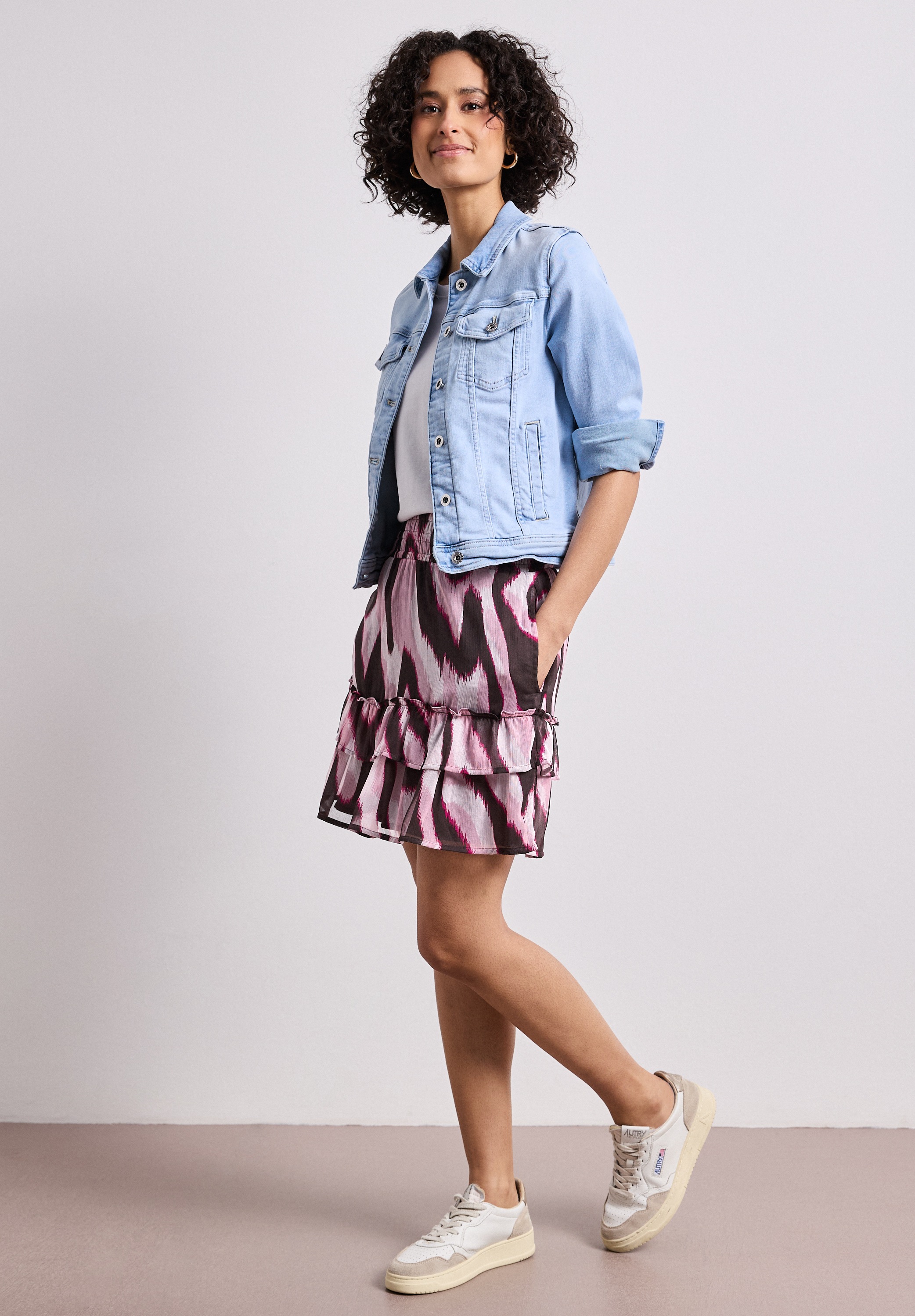 STREET ONE Minirock Sommerrock aus Chiffon mit Animal-Print