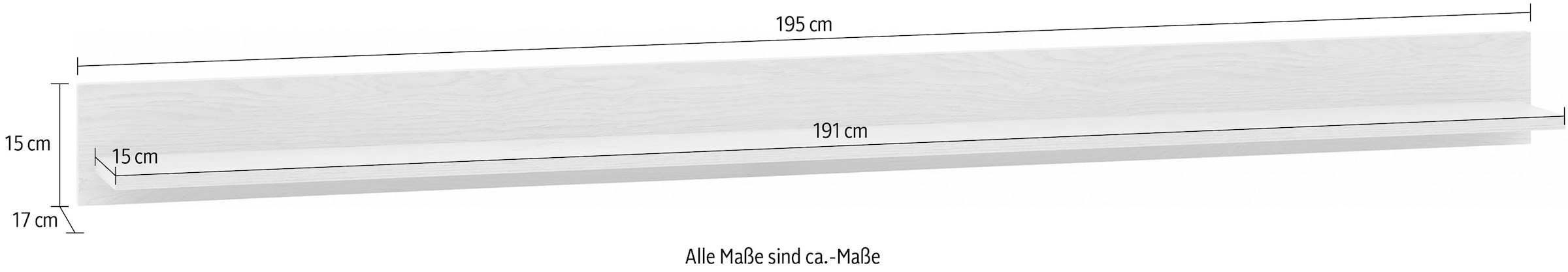 Home affaire Wandboard »Fredericia, modernes Wandregal, Wandhalter mit Ablagefläche« vielseitig einsetzbares Hängeregal, Eiche Cremona Toro, 195 cm breit