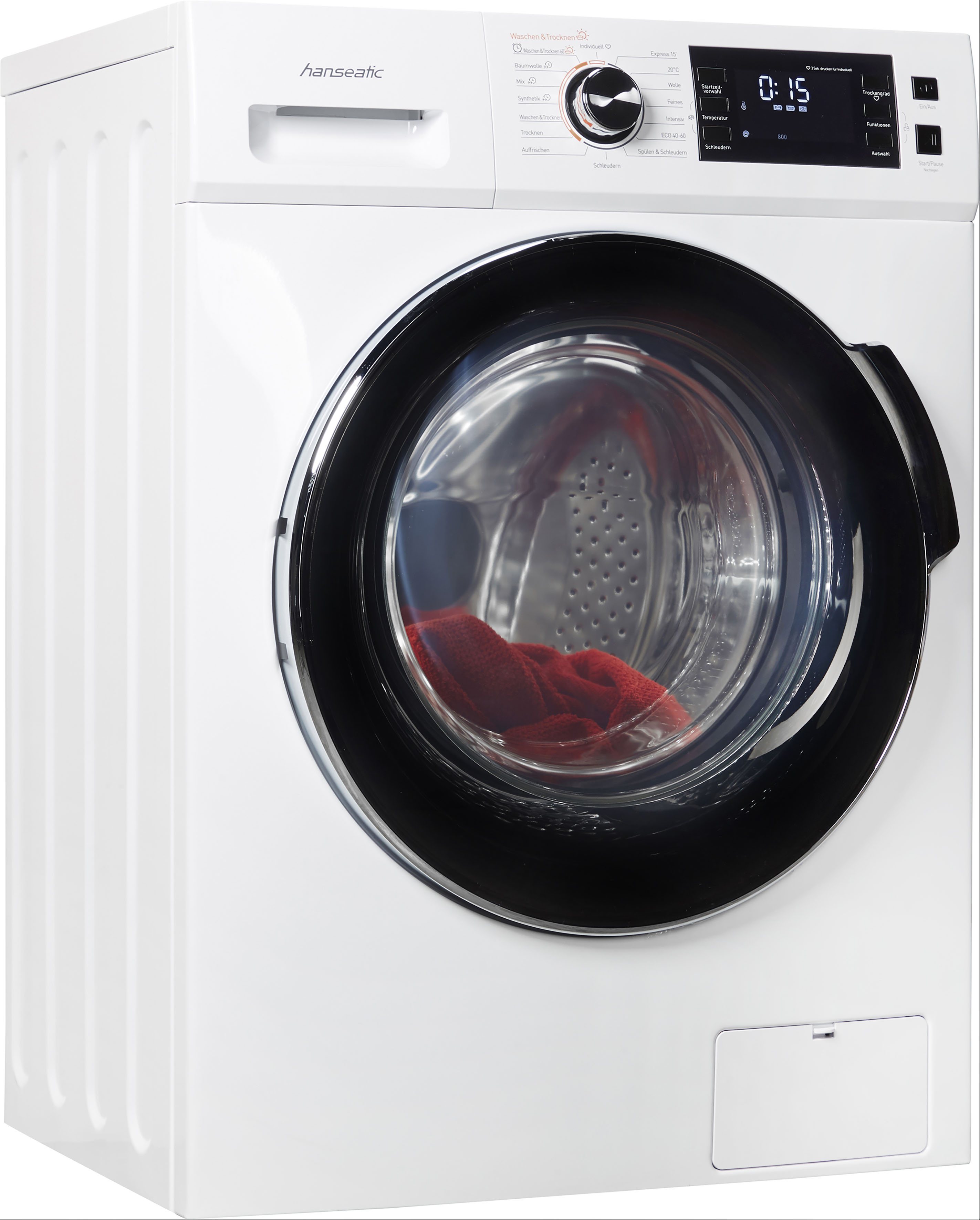 Hanseatic Waschtrockner »HWD86W114BE« 8 kg /6 kg 76 dB(A) Luftwäsche, Nachlegefunktion in weiß
