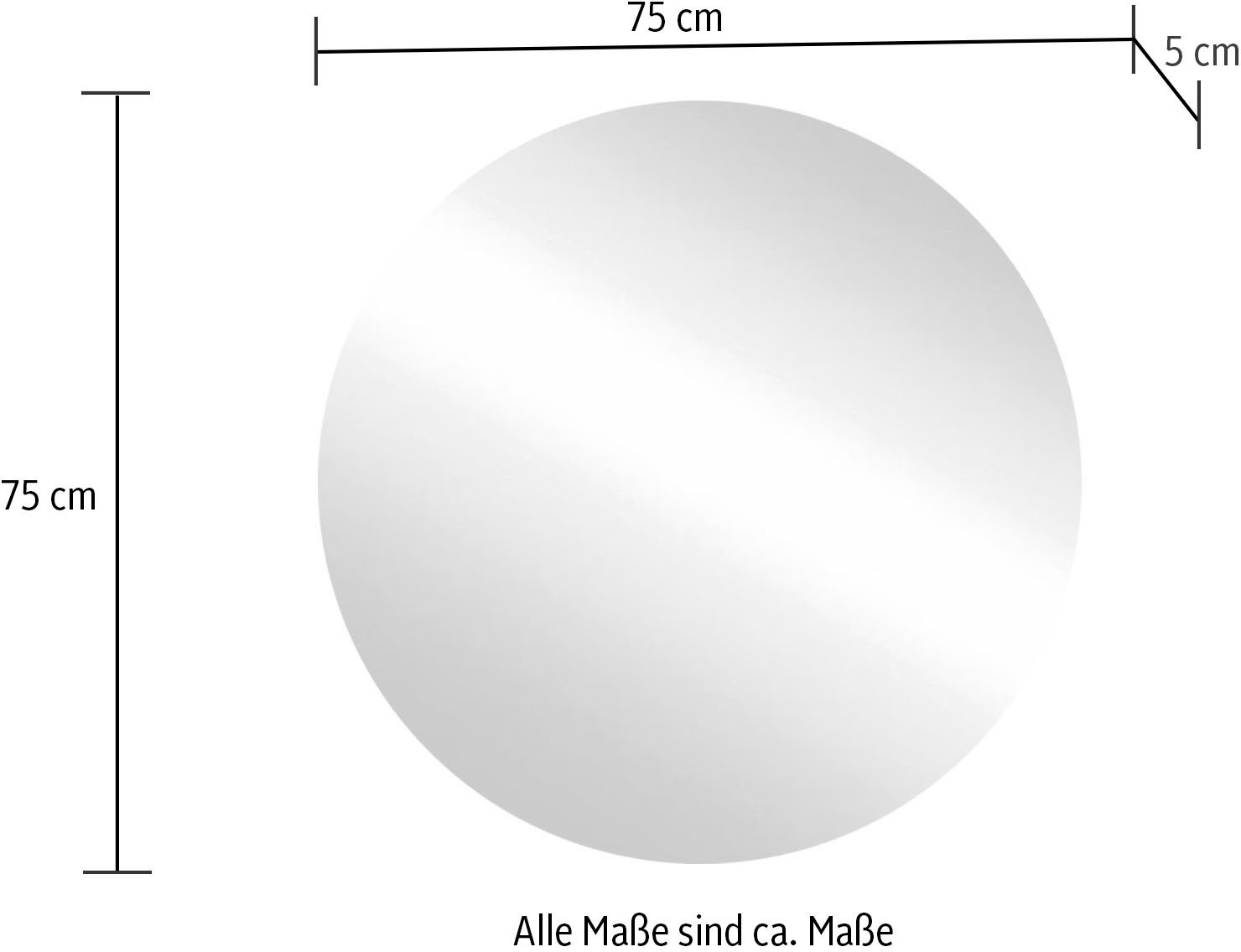 welltime Badspiegel »Orb«, rund, Breite/Höhe 75 cm, mit LED Beleuchtung