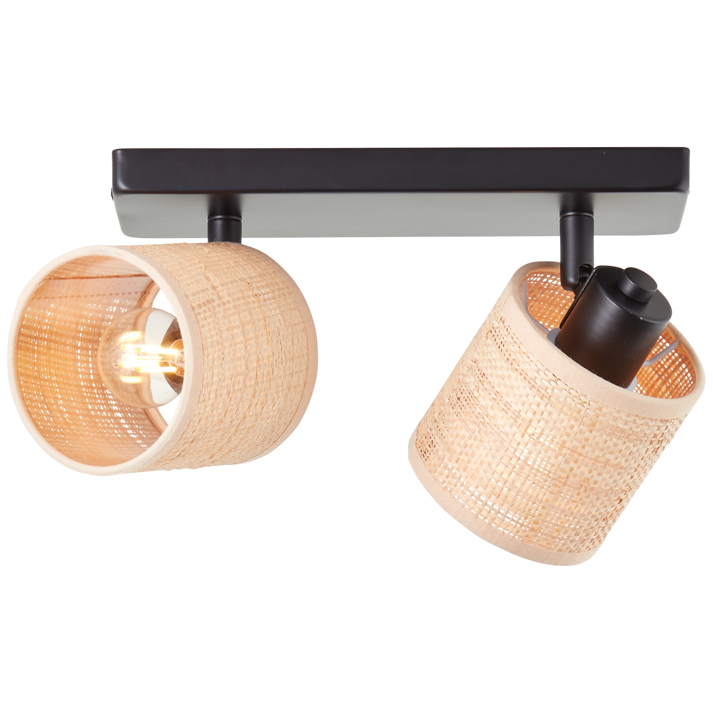 Brilliant Deckenstrahler »Raffy«, 2 flammig, Leuchtmittel E14 | ohne Leuchtmittel, B 26 cm, 2 x E14, schwenkbar, Schirm aus Seegras, natur/schwarz